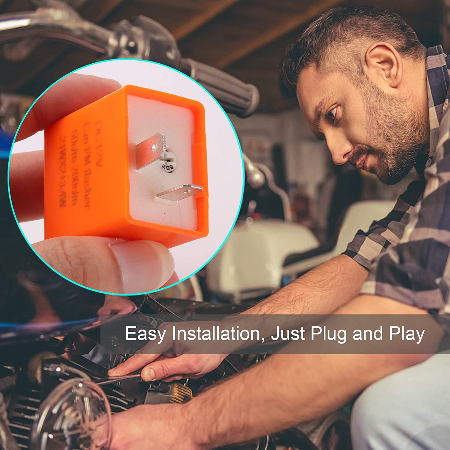 Kinstecks 2Pin Flasher Relay Speed Adjustable 12V Motorcycle Indicators LED Light Flasher for Motorcycle LED Indicators Turn Signal Light image number 2