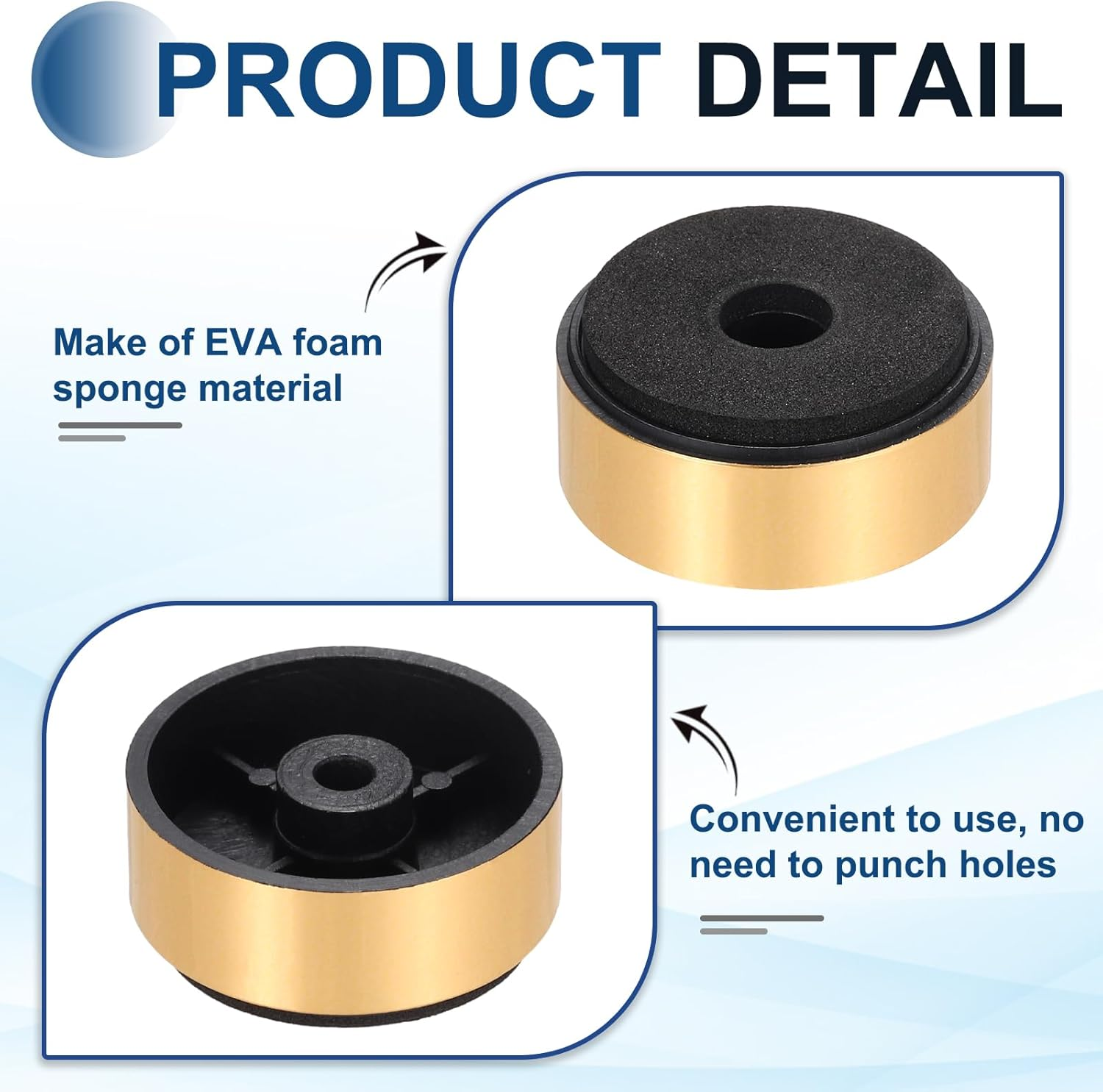 Sourcing Map 4 Pcs Speaker Isolation Feet,35Mmx15Mm Plastic Foam Shock Absorption Base Pad anti Vibration Amplifier Stand Feet Mat for Audio CD Hifi Home Theater Sound System, Gold image number 6
