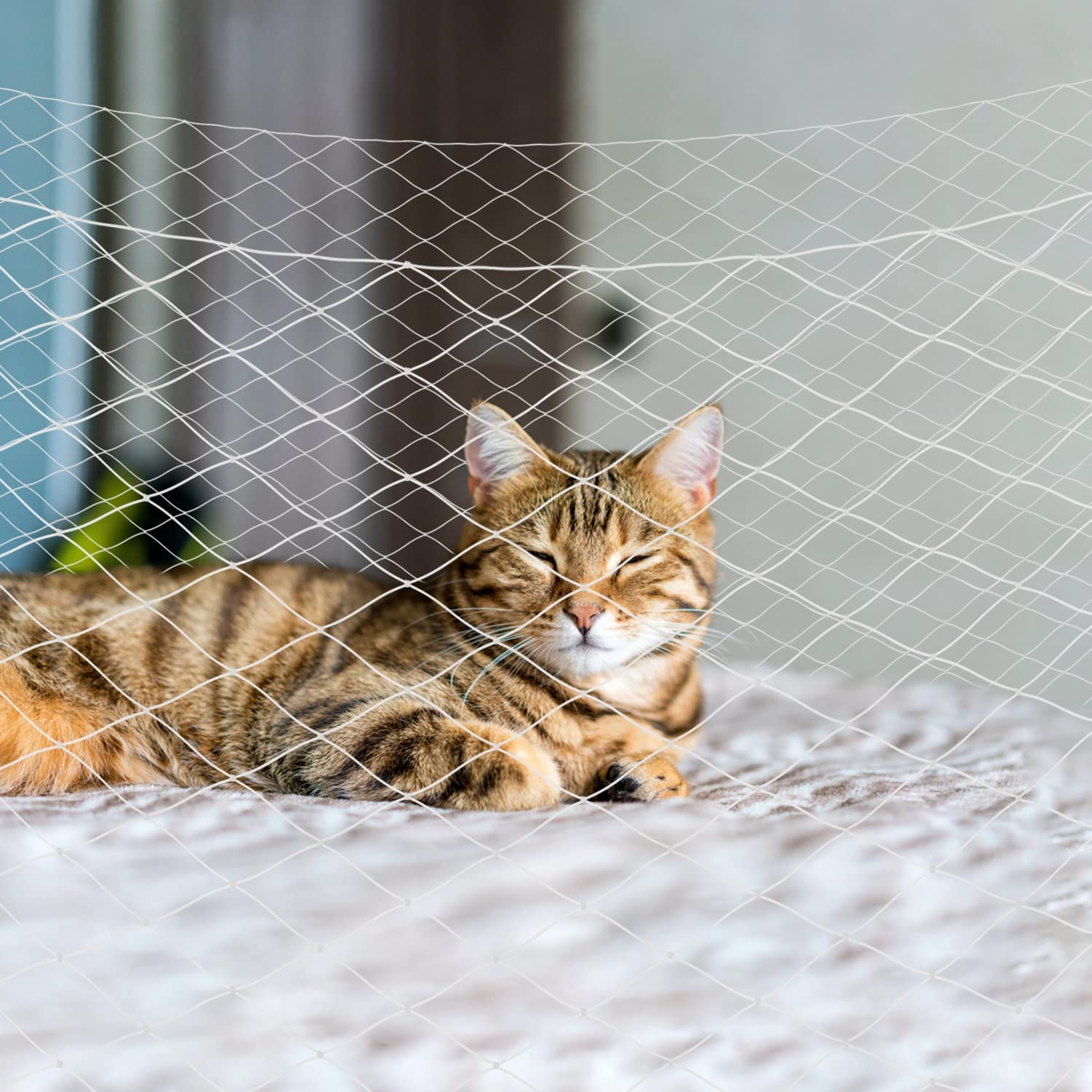 Cat Balcony Net Cat, Balcony Fence for Pets, Cat Netting Anti-Fall, Transparent Nylon Pet Mesh Fence for Dogs & Cat, Pet Safety Net for Balcony/Stairs/Window - 8X3Cm(26 X 10 Ft)