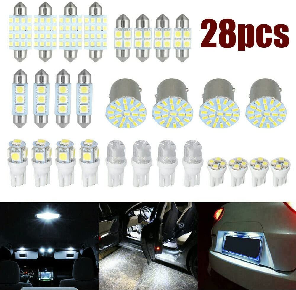 28Pcs for Dome License Plate Lamp Accessories Car Interior LED Light Bulbs Kit image number 5