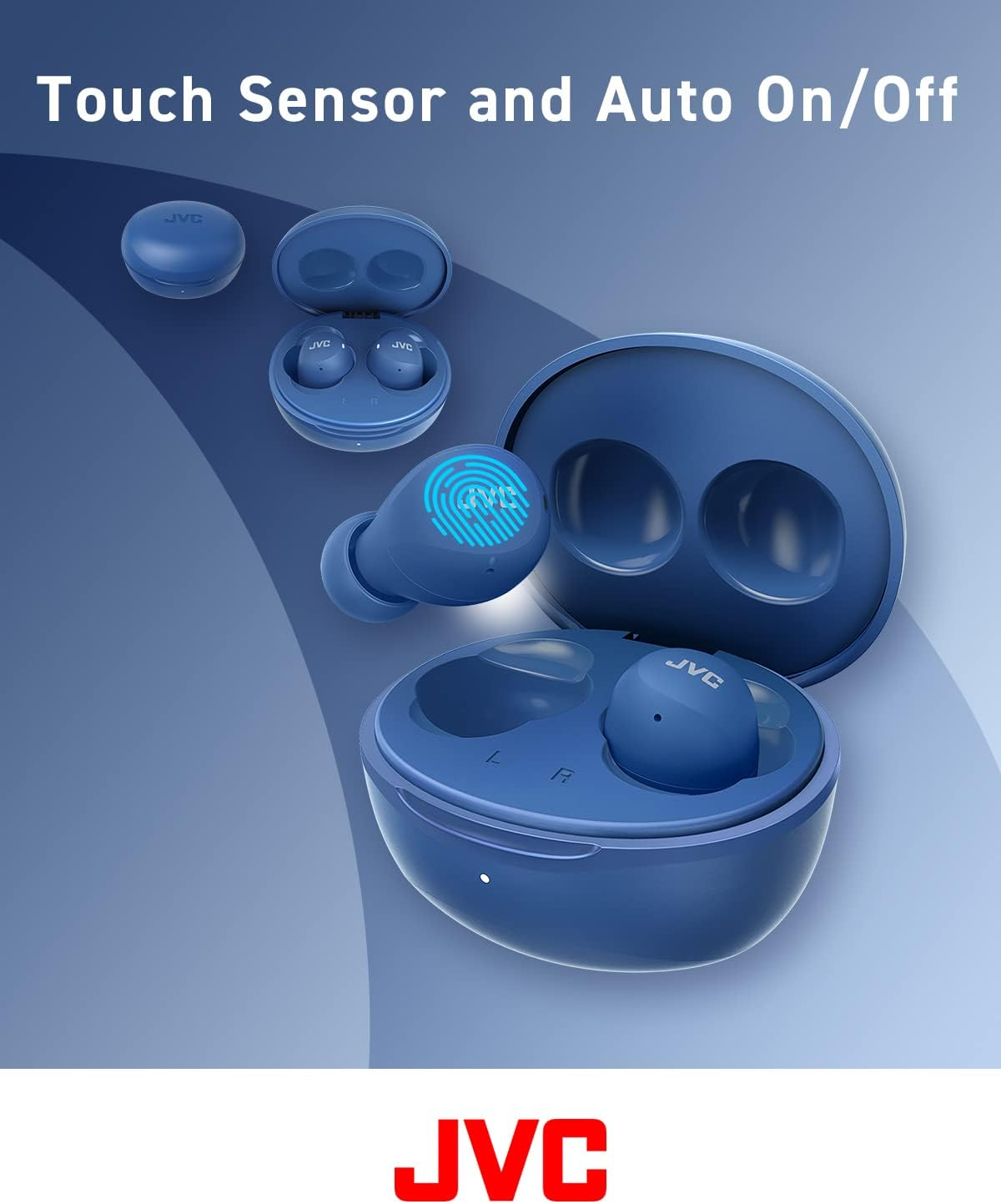 JVC HA-Z66T-A Gumy Mini Wireless Earbuds, Small, Ultralight, 3 Sound Modes (Bass/Clear/Normal), Waterproof (IPX4), 23 Hours Battery Life, Bluetooth 5.1, (Blue) HA-Z66T-A-E, In-Ear image number 3