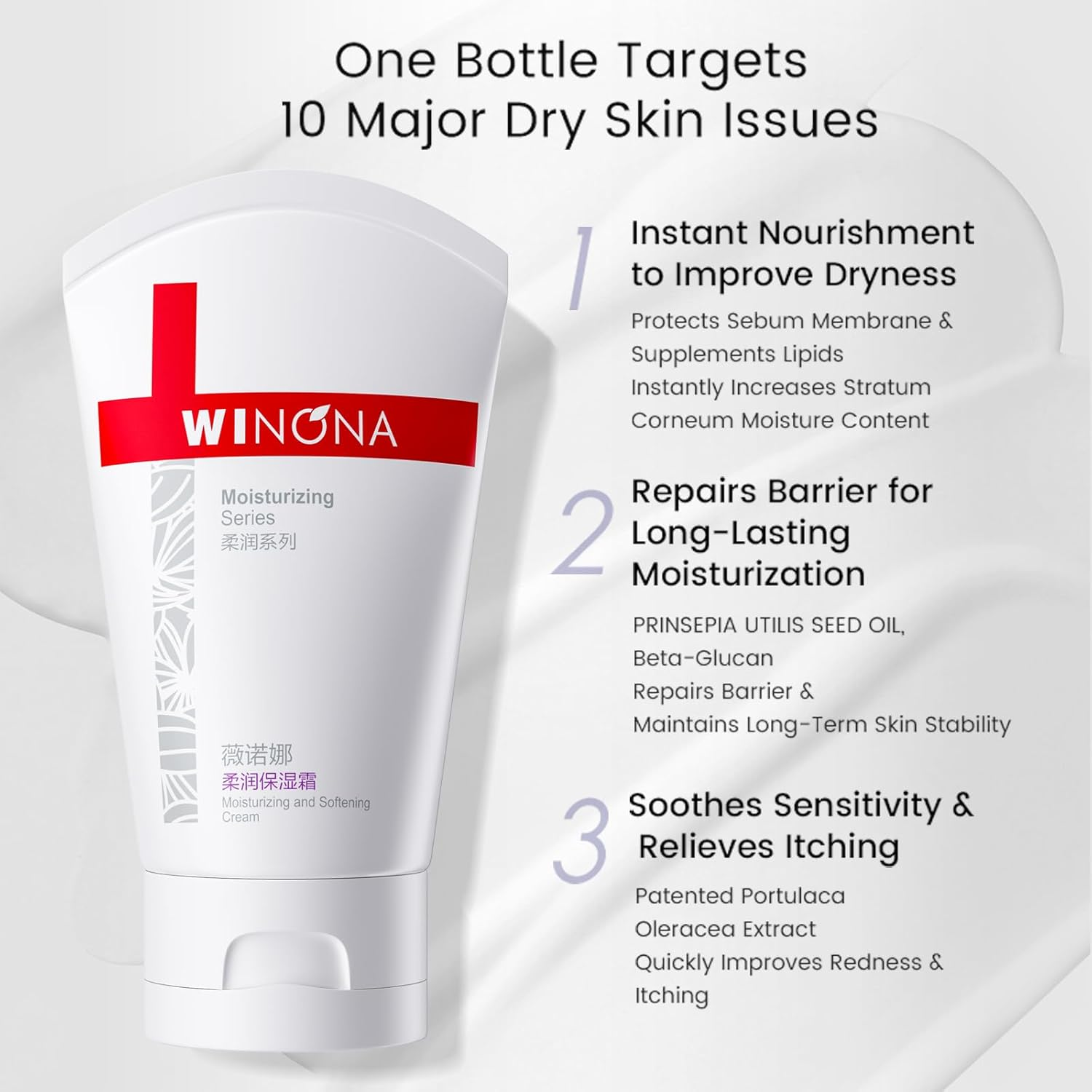 WINONA Moisturising Cream for Dry & Sensitive Skin, Deep Hydration & Barrier Repair with Portulaca Oleracea Extract, Ceramide and Vitamin E, Soothing Face Moisturiser for Daily Use, 80G image number 4
