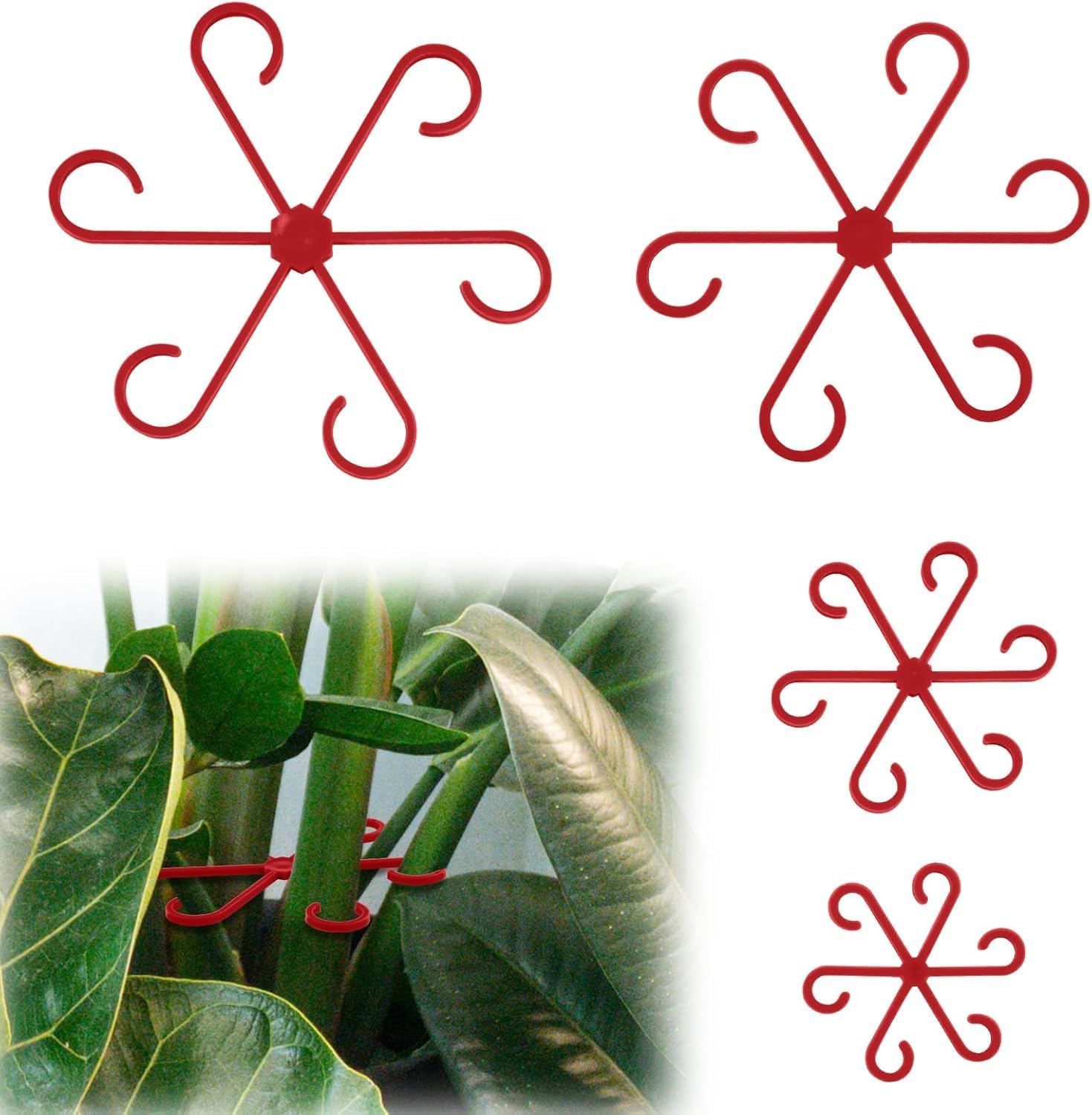 WADY Plant Stem Holder, Pack of 4 Plant Support, Climbing Indoor Plant Trunk Support, Vine Support Clips for for Plants, so You Grow Upright and Become Healthier (Green)