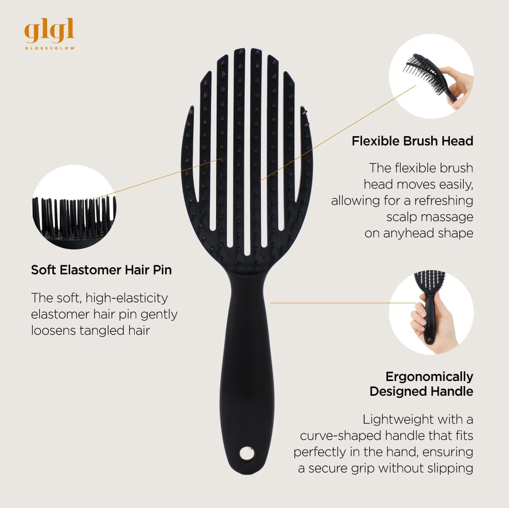 Curl Defining Vented Brush. Curly Hair Styling Brush, round Top Balls, Fast Hair Drying for Women. Made in Korea image number 2
