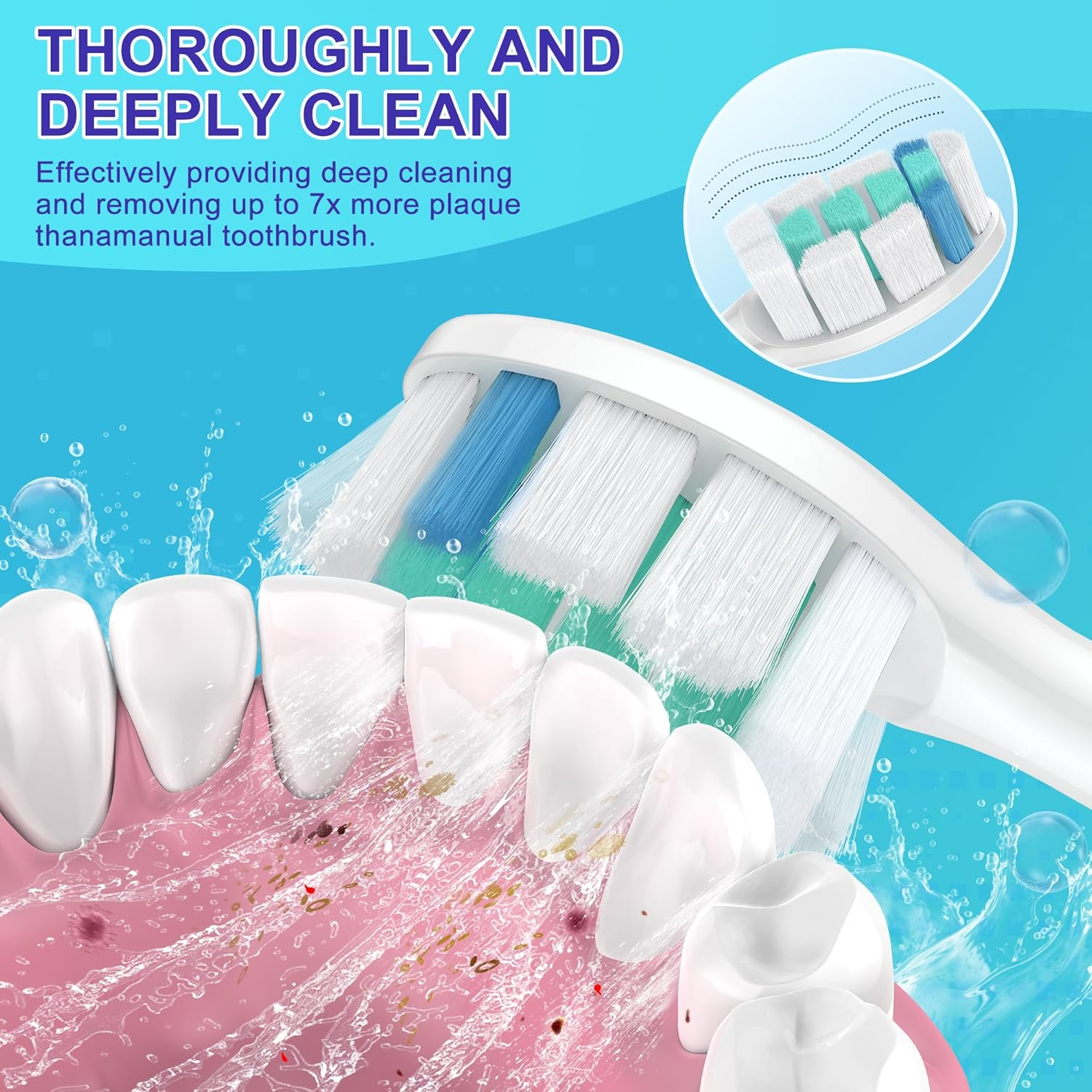 Replacement Toothbrush Heads for Philips Sonicare：10 Pack Soft Replacement Electric Brush Head C2 Compatible with Phillips Sonicare Diamondclean Protectiveclean Easyclean Flexcare Healthywhite Control Snap-On for Adults（White） image number 4