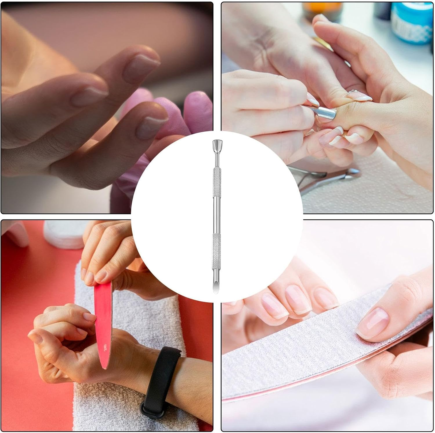 Cuticle Pusher - Precision Nail Tool, Cuticle Care, | Ergonomic Handle, Double Sided Pushing and Scraping, Great for Manicure, Professional Salon Use, Stainless Steel Long Lasting image number 1