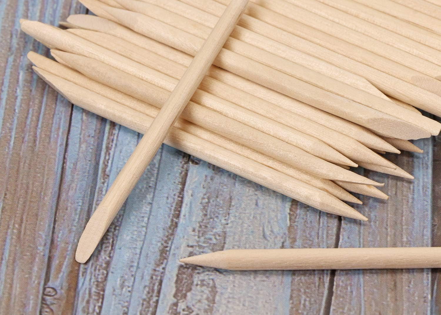 Mini Skater 2.9Inch Small Orange Wood Nails Sticks Smooth No Splinters Nail Polish Cuticles Pusher Remover for Cleaning Manicures Pedicures Care Tools Salon & Home Used(50) image number 4