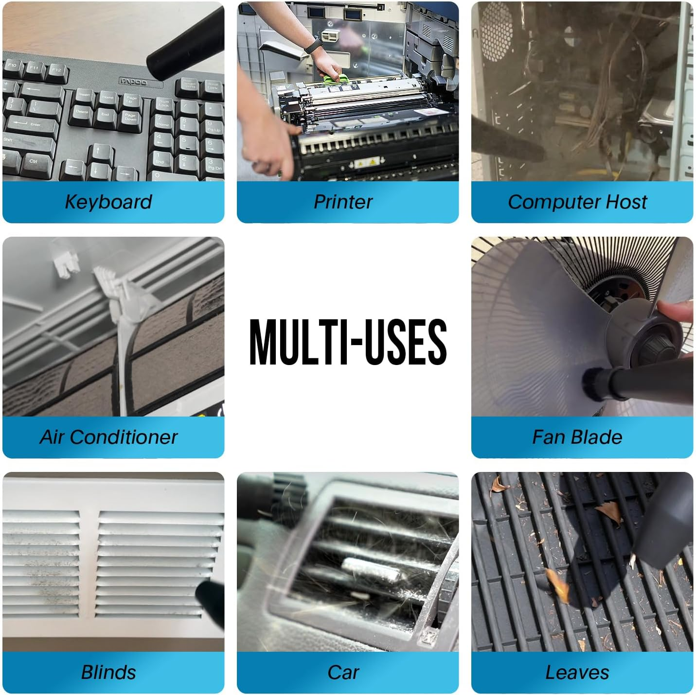 XPOWER Electric Air Duster for Dusting Drying Inflating Blowing Car Detailing Computer Leaf Blowing (Black, A-2) image number 4