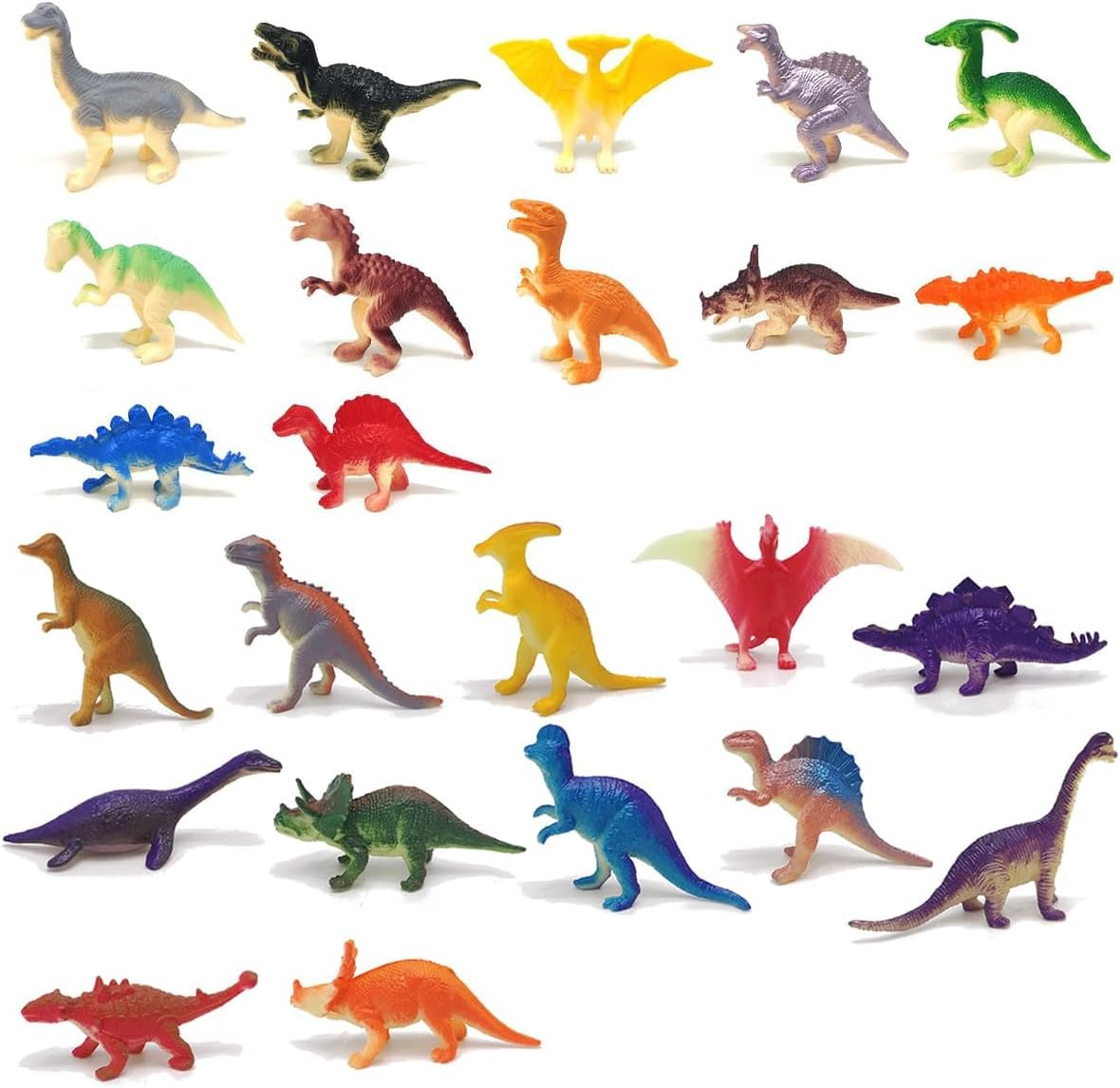 WELANE Dinosaur Figure, 24 PCS Mini Rainbow Dinosaur Toy Set for Birthday Gifts, Party Decorations, Cake Toppers (6Cm/2.3In) image number 6