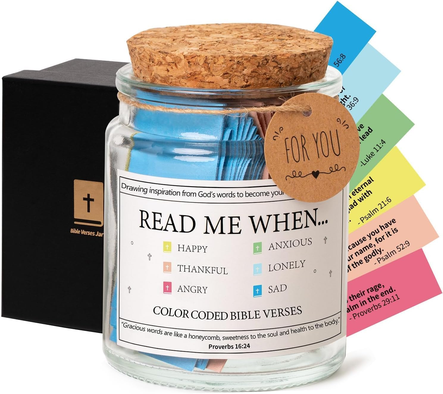 Bible Verse Jar,Read Me When Bible Verses Jar for Emotions and Feelings,Scripture Prayer Cards Hope Jar,Religious Graduation Gift,Bible Study Church Christian Gifts for Women Men Mom Dad Friend image number 5