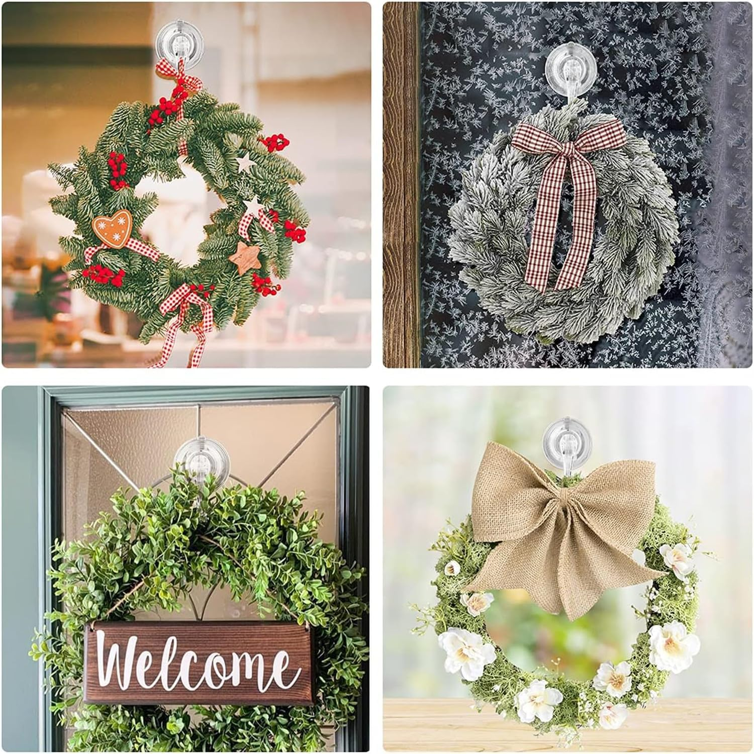 4 Pack Multi-Purpose Suction Cup Hooks, Strong Reusable Vacuum Heavy Duty Suction Hooks for Bathroom Window Glass Kitchen, Hangers for Towel Loofah Utensils Bathrobes image number 3