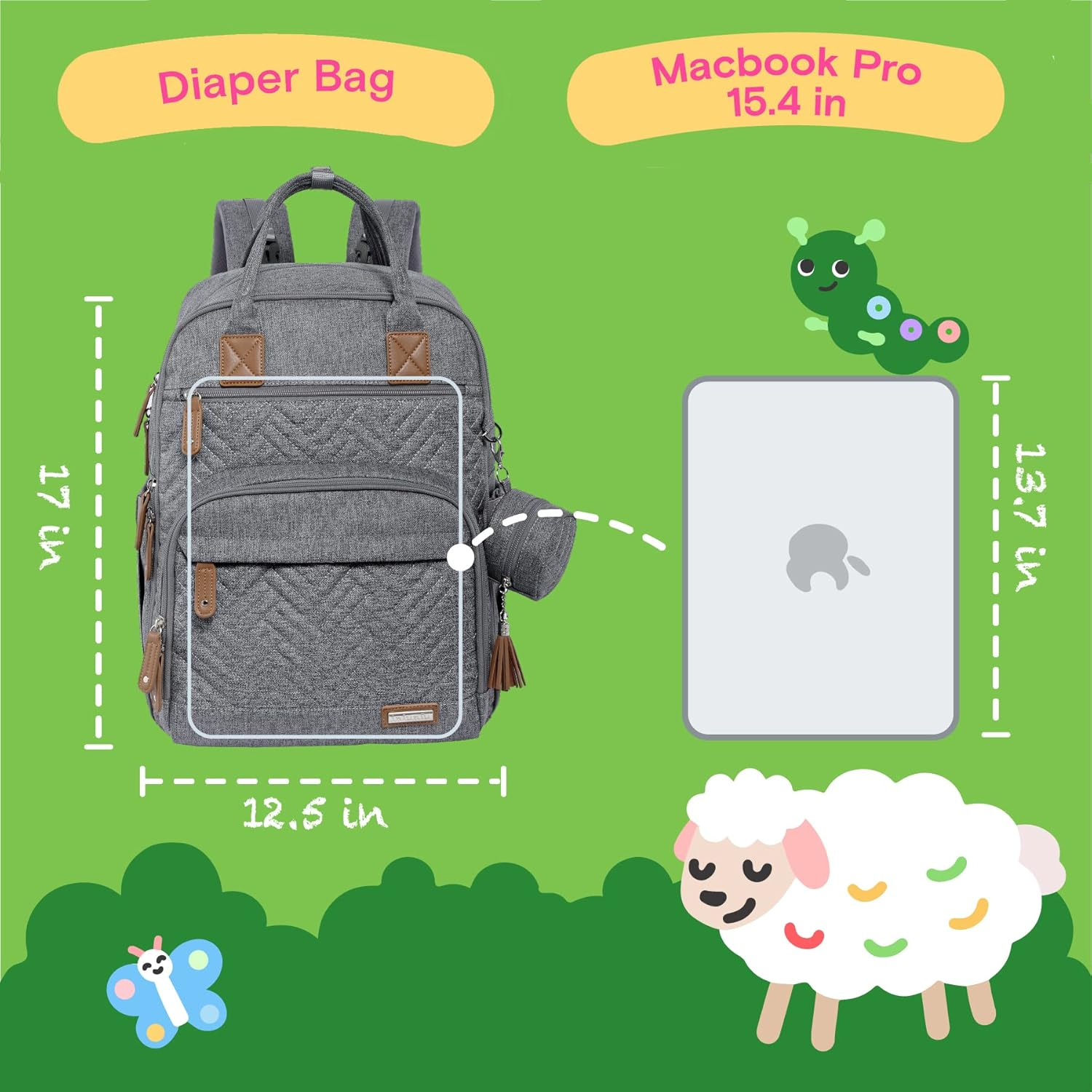 Iniuniu Diaper Bag Backpack, 4 in 1 Kit Large Unisex Baby Bags for Boys Girls, Waterproof Travel Back Pack with Diaper Pouch image number 6
