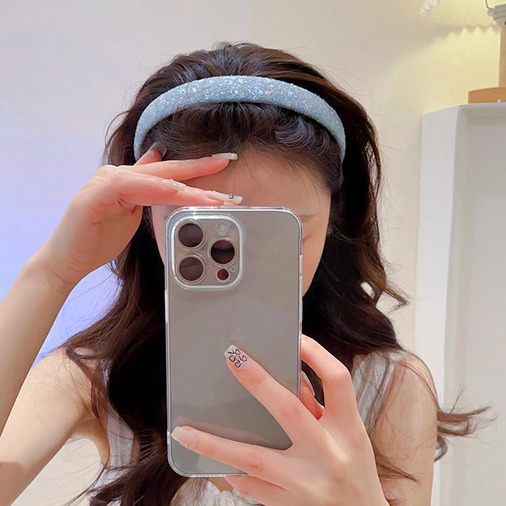 TSUOUKL 1 X Glitter Headband, Women'S Glitter, Headband Girls, Headband Children, Girls Hair Bands Sequins, Cute Daily Accessory for Girls and Women, Sky Blue image number 1