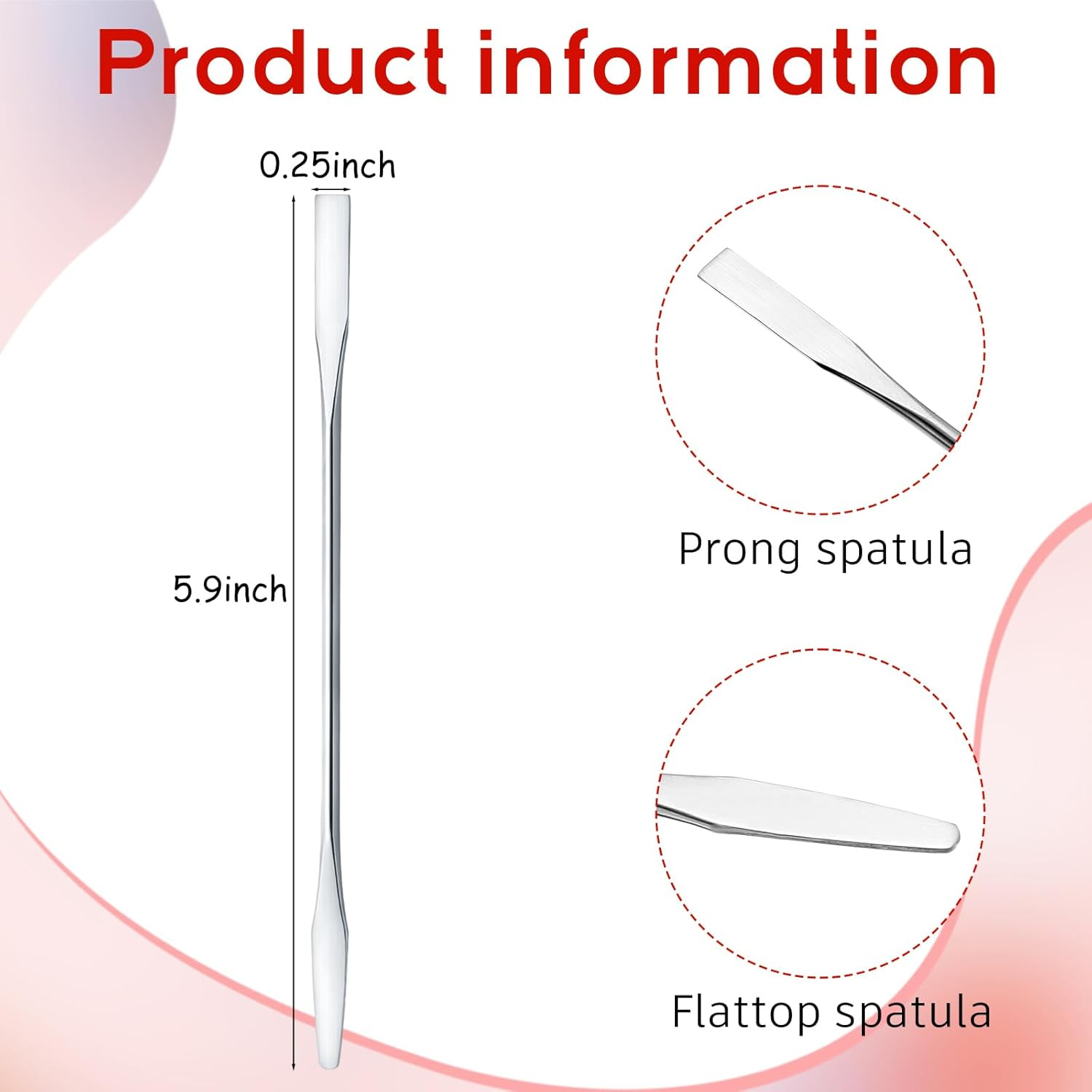 Shappy 10 Pcs Makeup Spatula Set, Lab Spatula Bulk, Mini Double Ended Micro Stainless Steel Cosmetic Spatulas Tools for Beauty & Lab & Food - Square Head for Scraping and round Head for Mixing image number 4