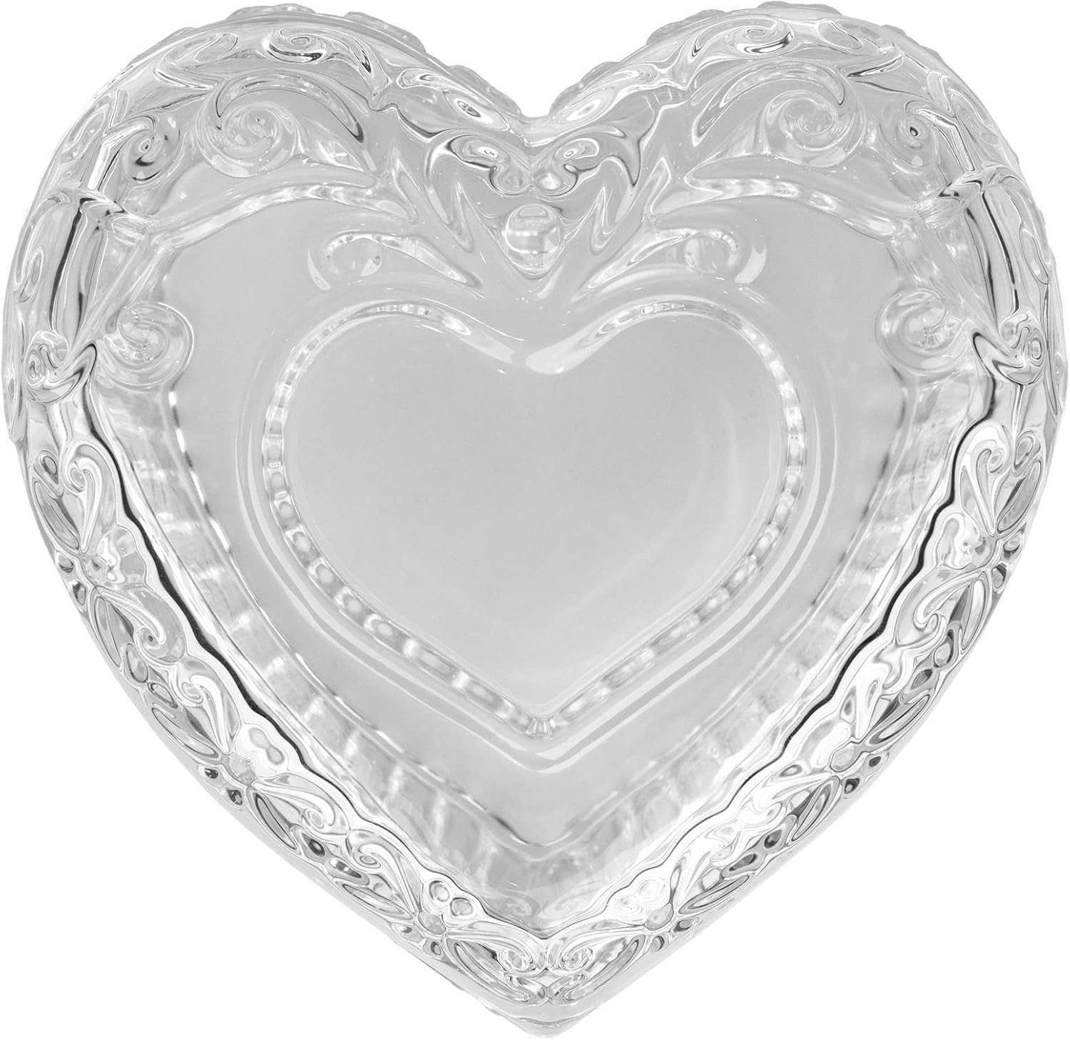 JND Professional Acrylic Liquid Monomer Extra Large Dappen Dish + Lid Glass Crystal Bowl Nail Art Powder Cup (Filigree Heart, 150Ml)