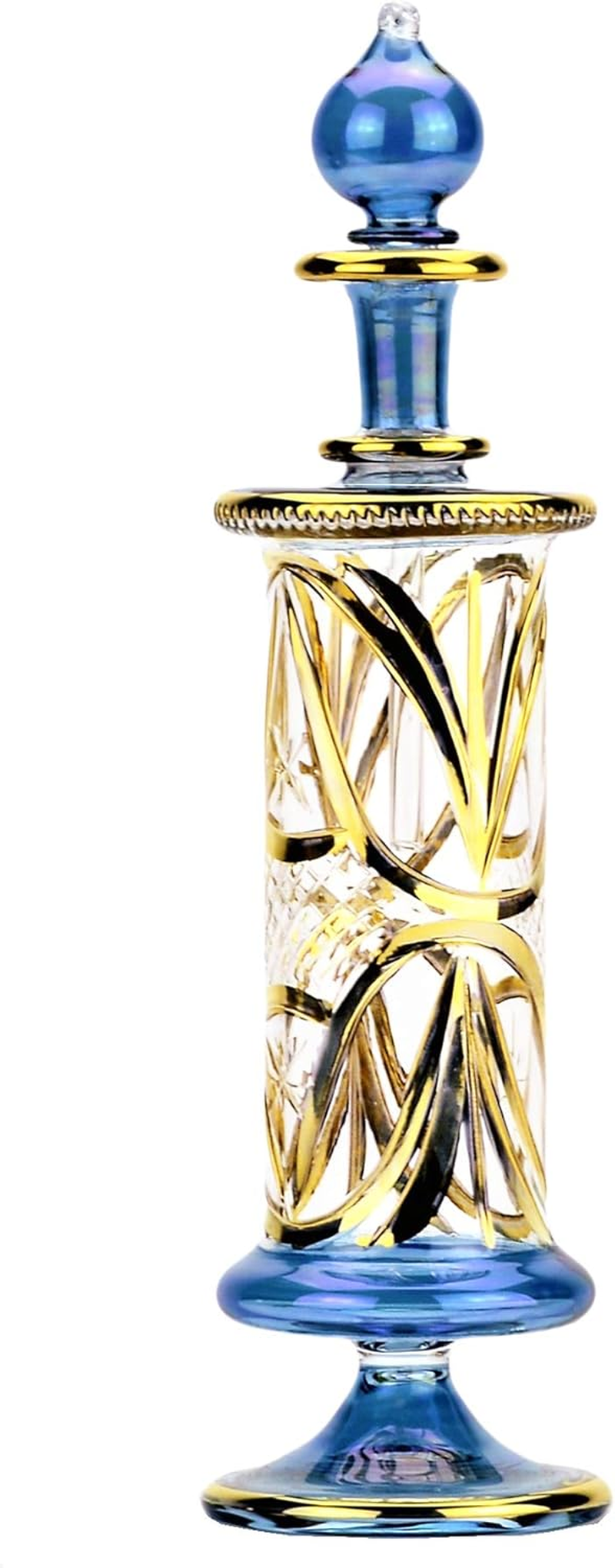 Nilecart X Large Egyptian Perfume Bottles Handmade in Egypt with 24K Gold Decoration Your for Perfume, Essential Oils, Egyptian Decoration or Party Table Centerpiece (Honey)