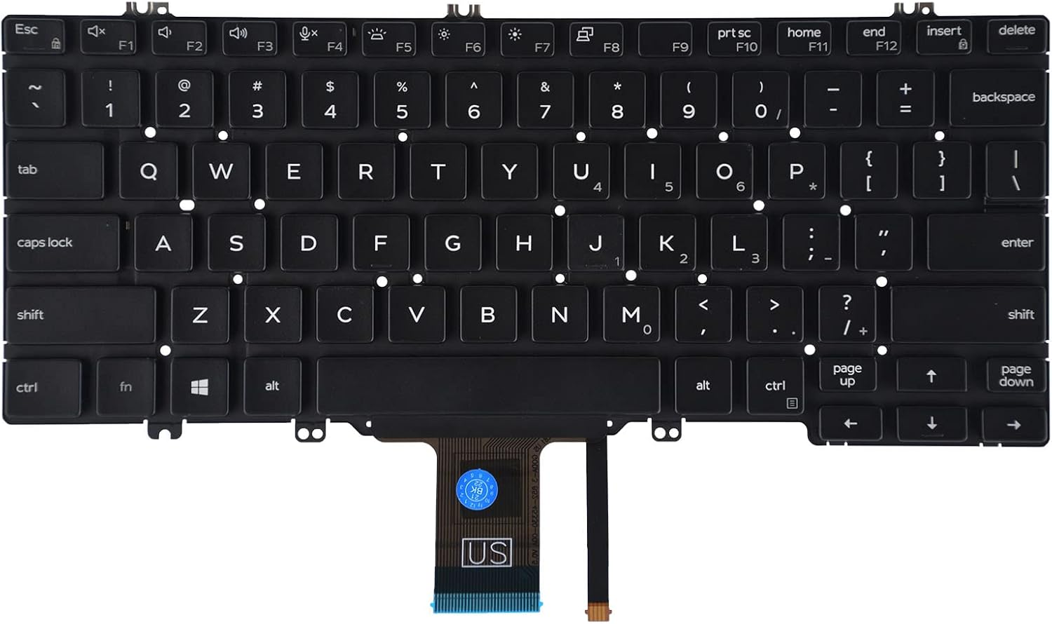 SUNMALL Replacement Keyboard Compatible with Dell Latitude 5300 7300 with Backit No Frame image number 2