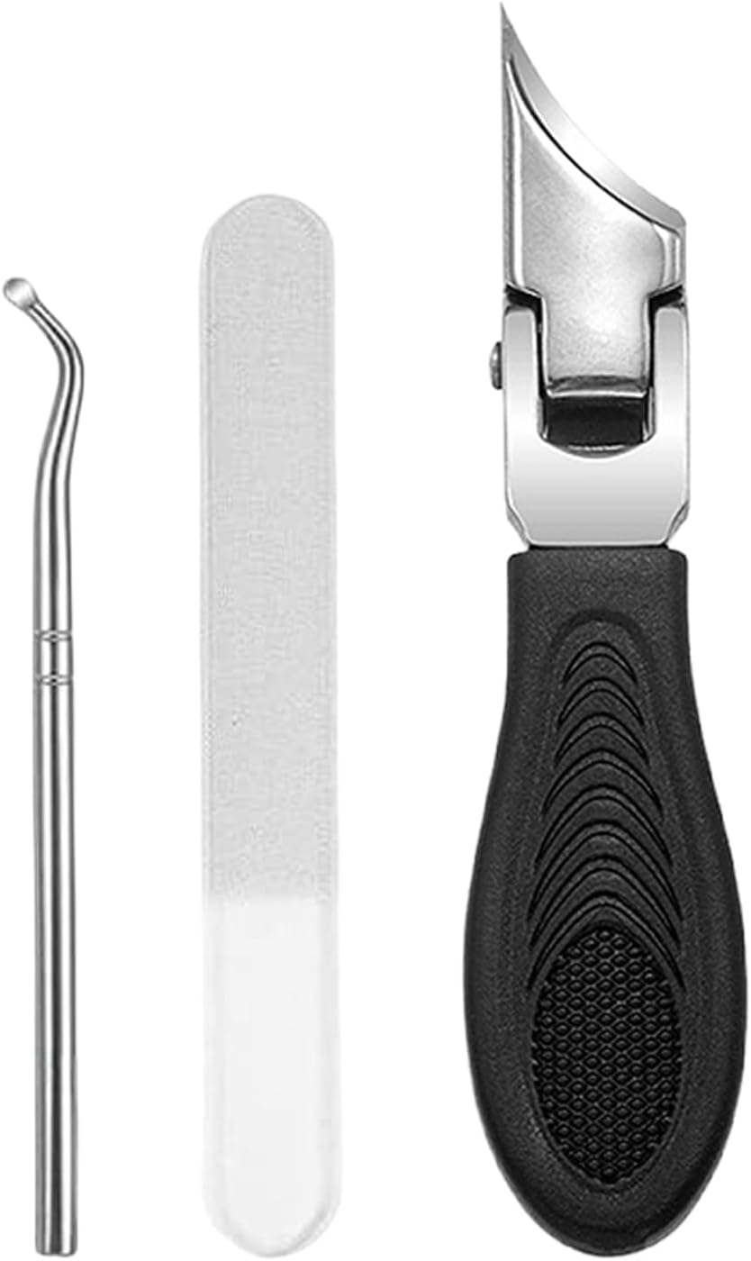 TQEBWUS Slanted Nail Clipper, Stainless Steel Eagle Beak Beveled Nail Clipper, Anti-Splash Ingrown Toenail Cutter, Long Handle Precision Fingernail Clipping Tool for Women Men Elderly Care