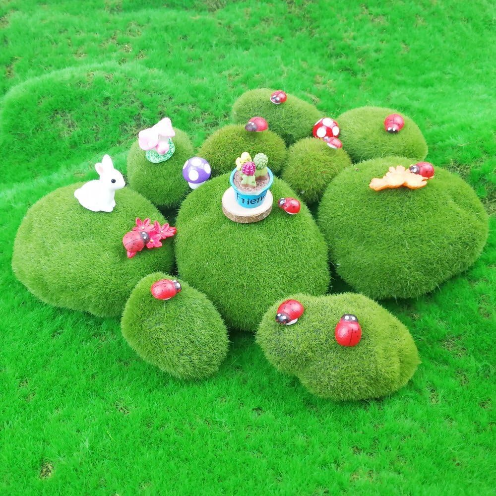 20 Pcs Artificial Moss Rocks, Green Moss Balls,Moss Stones,Faux Green Moss Covered Stones Green Moss Balls Decorative Fake Moss Decor for Floral Arrangements, Fairy Gardens, Terrariums image number 3