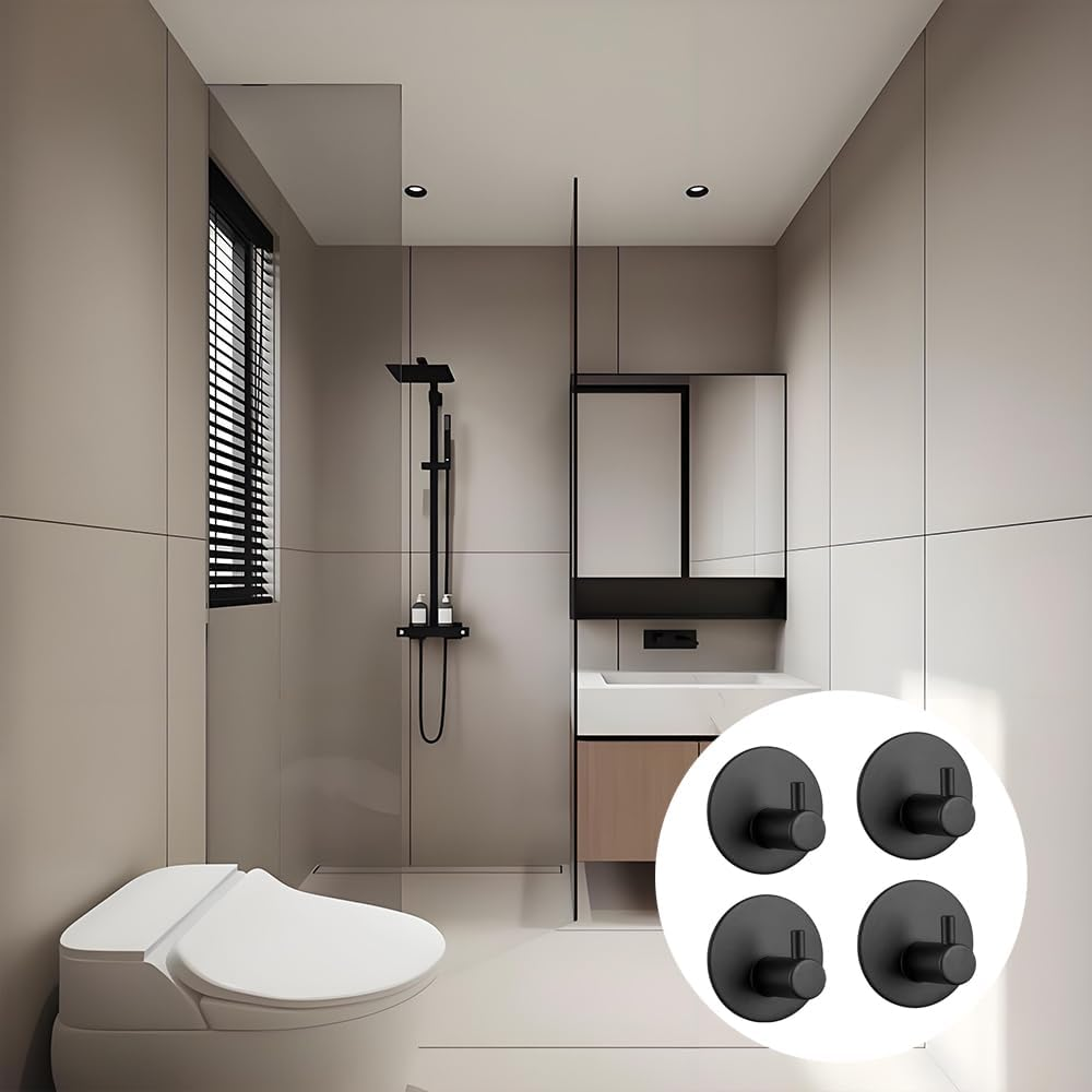 4 Pcs Adhesive Hooks Heavy Duty Wall Hooks,Stainless Steel Wall Hooks,Endurance Hook,Suitable for Bathroom, Kitchen, Home, Office image number 2