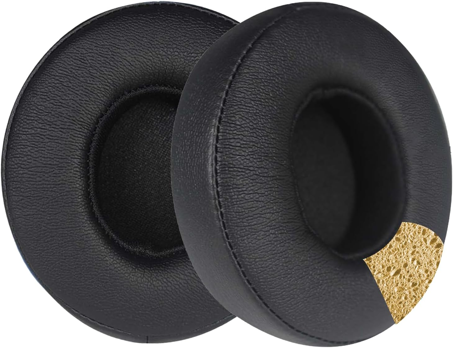 Solo 3 Earpad Replacement for Beats Solo 2 & Solo 3 Wireless On-Ear Headphones,Earpads Repair Parts Ultra Durable Soft Protein Leather Solo 2 Earpad Cushion Replacement(Black) - Silk Gold image number 6