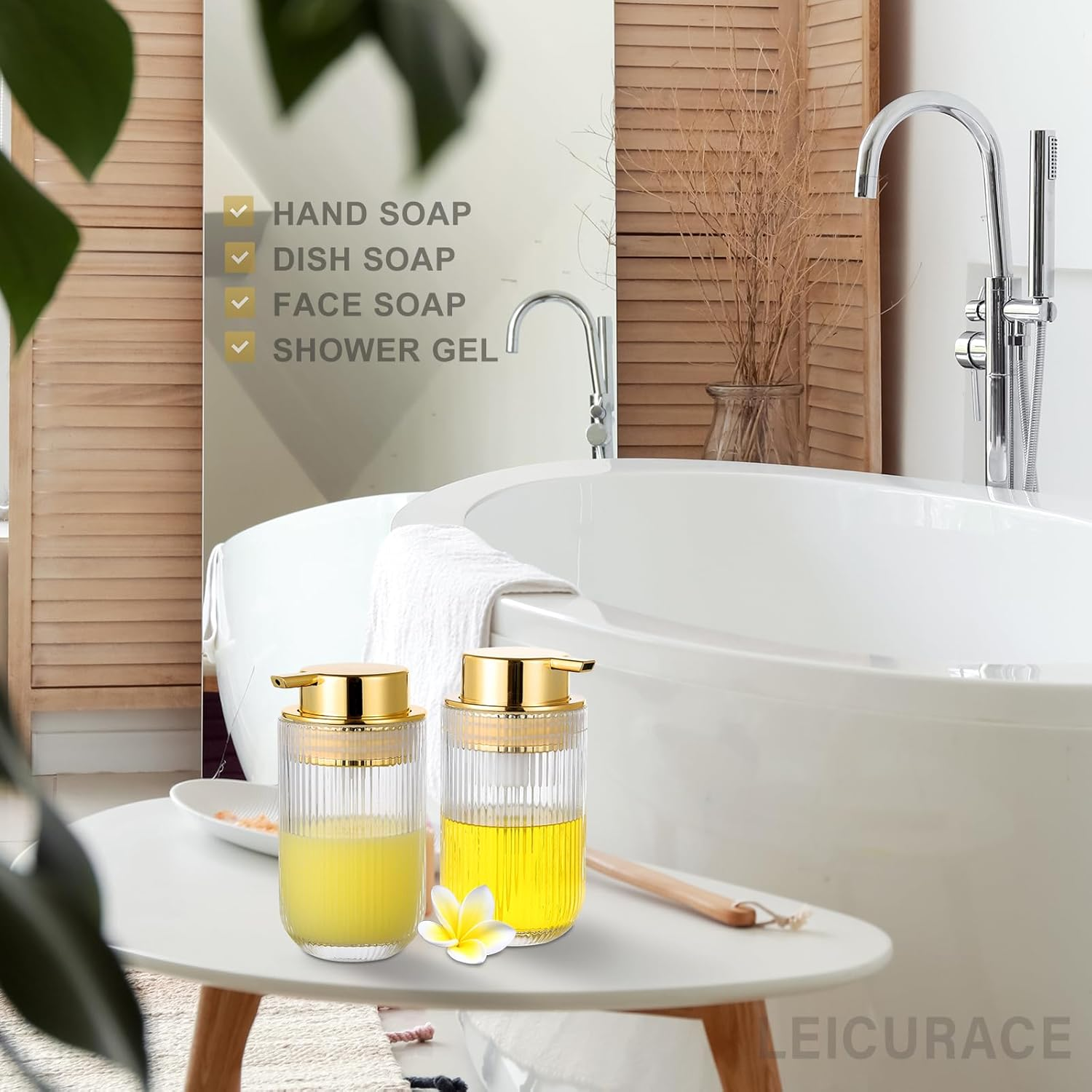 Glass Foaming Hand Soap Dispenser Foaming Soap Dispenser for Bathroom Decor Soap Dispenser with Pump（Foam Type/Gold） A030-002-AU image number 1