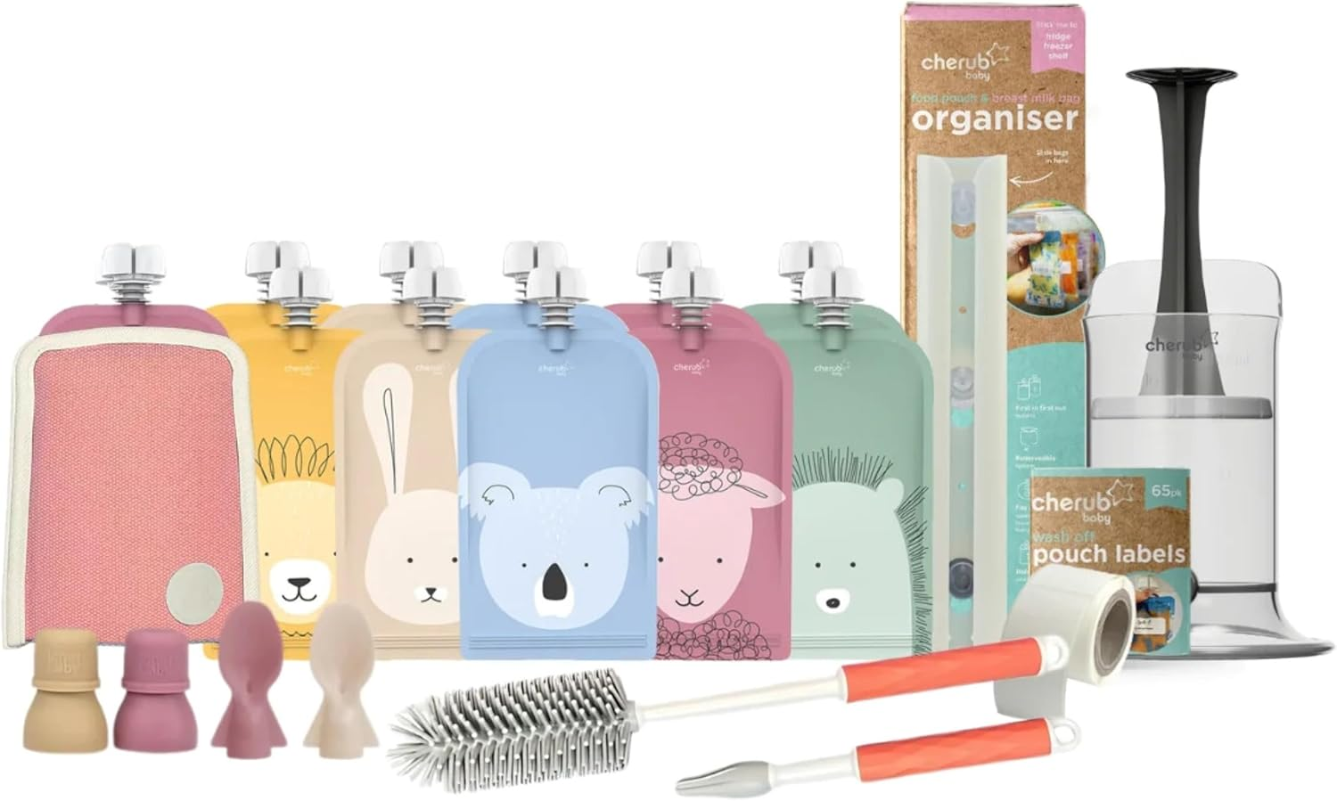 Reusable Food Pouches for Kids and Adults &ndash; Bundle Kit,10 Pack Eco-Friendly Squeeze Bag for Baby Food, Smoothies, Yoghurt, Freezer Safe, Travel Storage Pouch Set - Cerulean Sage