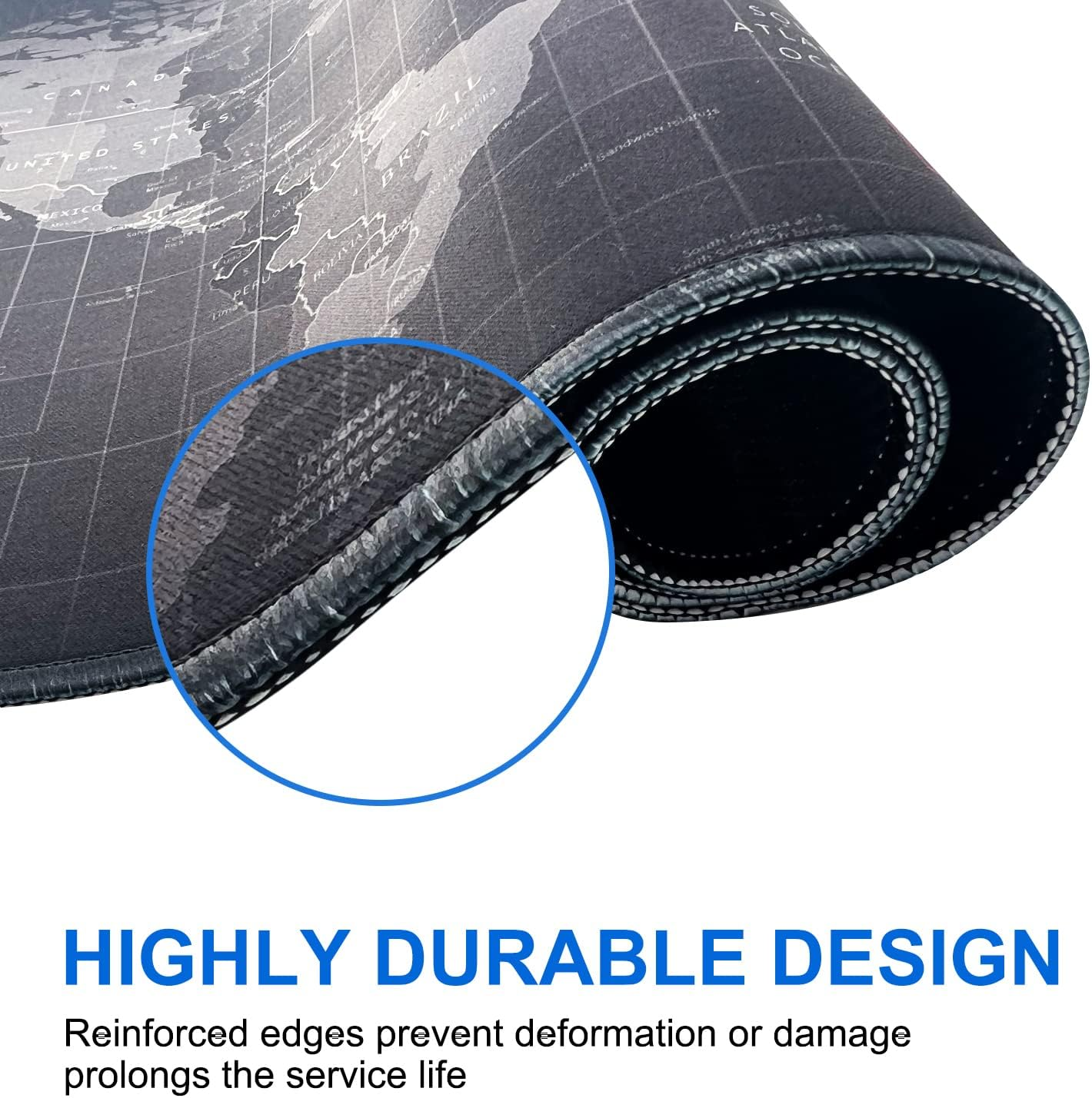 Lznyi Mouse Pad Large Gaming Desk Mat Extended Mousepad with Personalized Design Keyboard Pad for Laptop, Computer and PC - 600X300Cm Black World Map image number 1