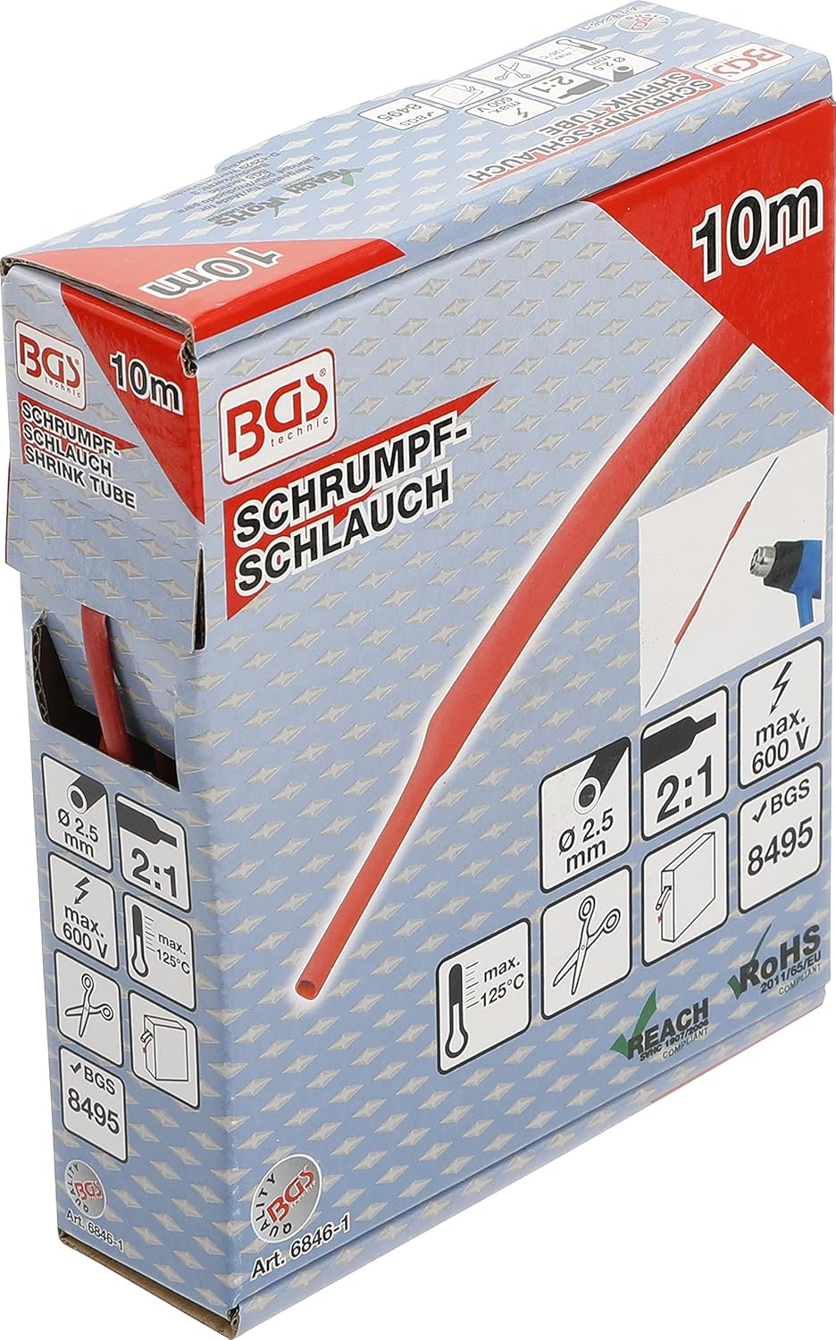 BGS Schrumpfschlauch Rot | &Oslash; 2,5 Mm 6846-1 Heat Shrink Tubing Box Red Diameter 2.5 Mm 10 M image number 3