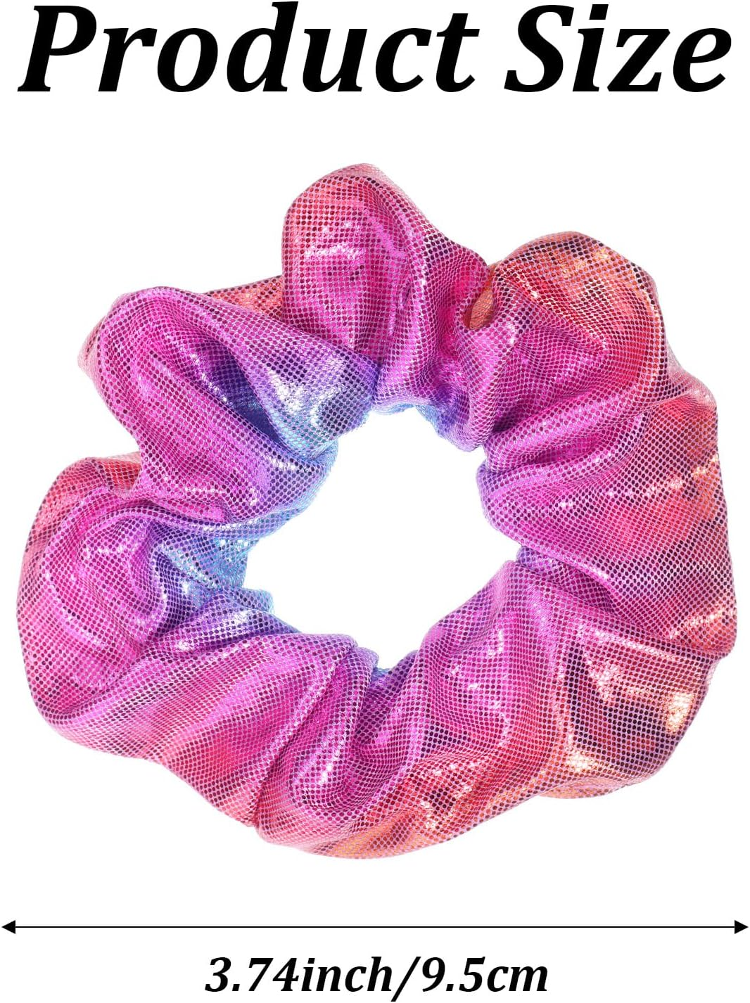 Qfgasre 24Pcs Scrunchies for Women Shiny Metallic Elastic Hair Bands Scrunchy Rainbow Hair Scrunchies Colorful Hairs Ties for Women Gymnastics Birthday Party Favors image number 5