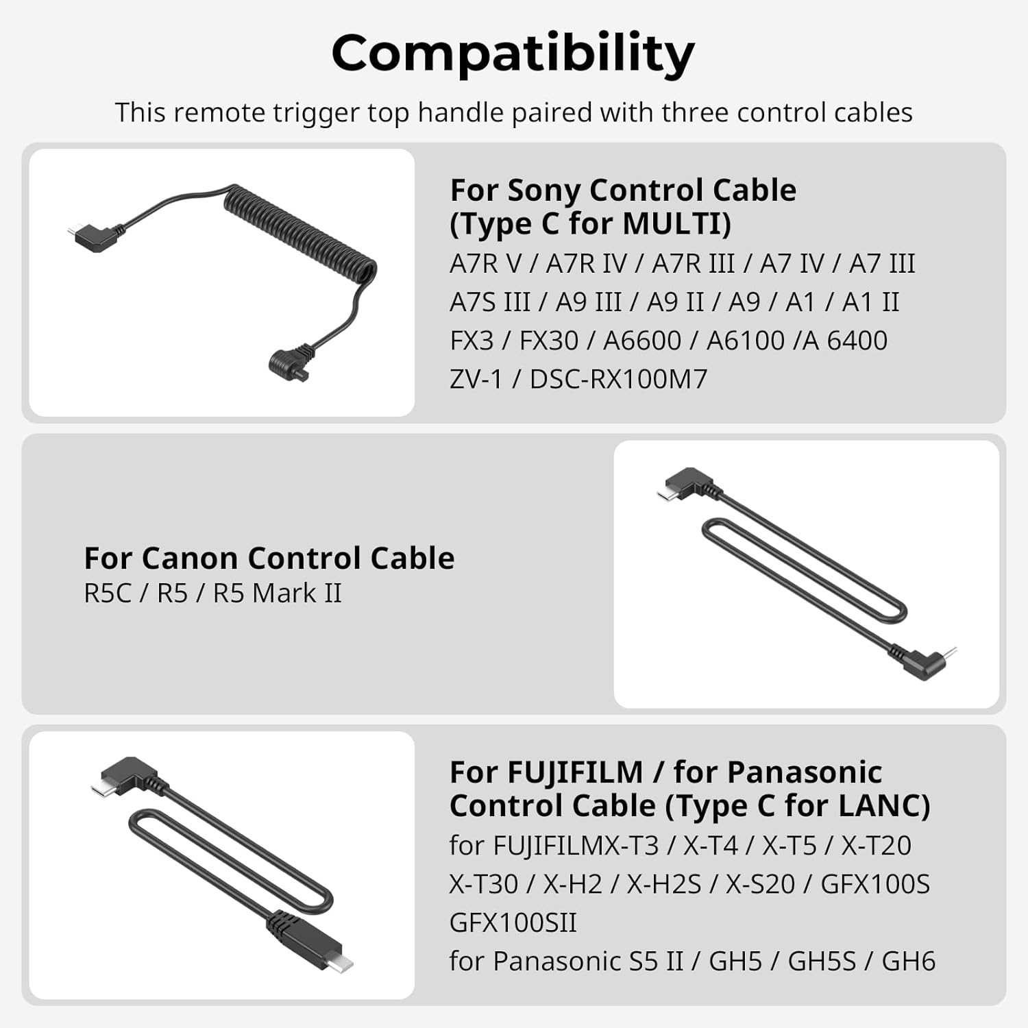 Smallrig Top Handle with Record Start/Stop Remote Trigger for ARRI 3/8&rdquo;-16 Hole, Compatible with Sony A7 III/ FX3/ A6600, for Canon R5II/ R5C, for FUJIFILM X-H2S/ X-T5, for Panasonic S5 II/ GH5 image number 3