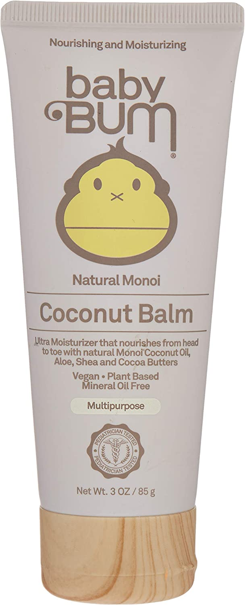 Sun Bum Baby Bum Monoi Coconut Balm - Natural Multipurpose Moisturizing Coconut Oil for Sensitive Skin with Shea & Cocoa Butter - Gluten Free & Vegan - 89Ml