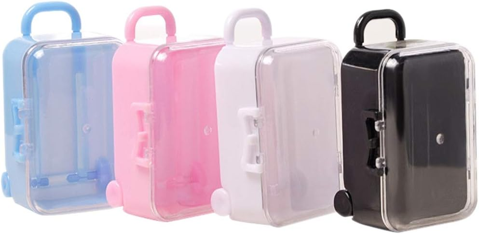 Voniecop White Mini Roller Travel Suitcase Candy Box Personality Wedding Candy Box Luggage Trolley Case Candy Toy Small Storage Box