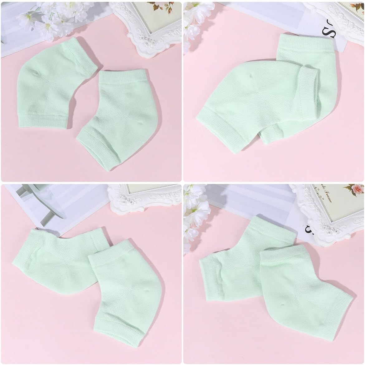 LOLIPPYY 2 Pairs Gel Ankle Socks for Women Breathable Moisturizing Heel Protector Absorbent Anti-Crack Foot Care Socks for Dry Cracked Skin Daily Wear image number 5