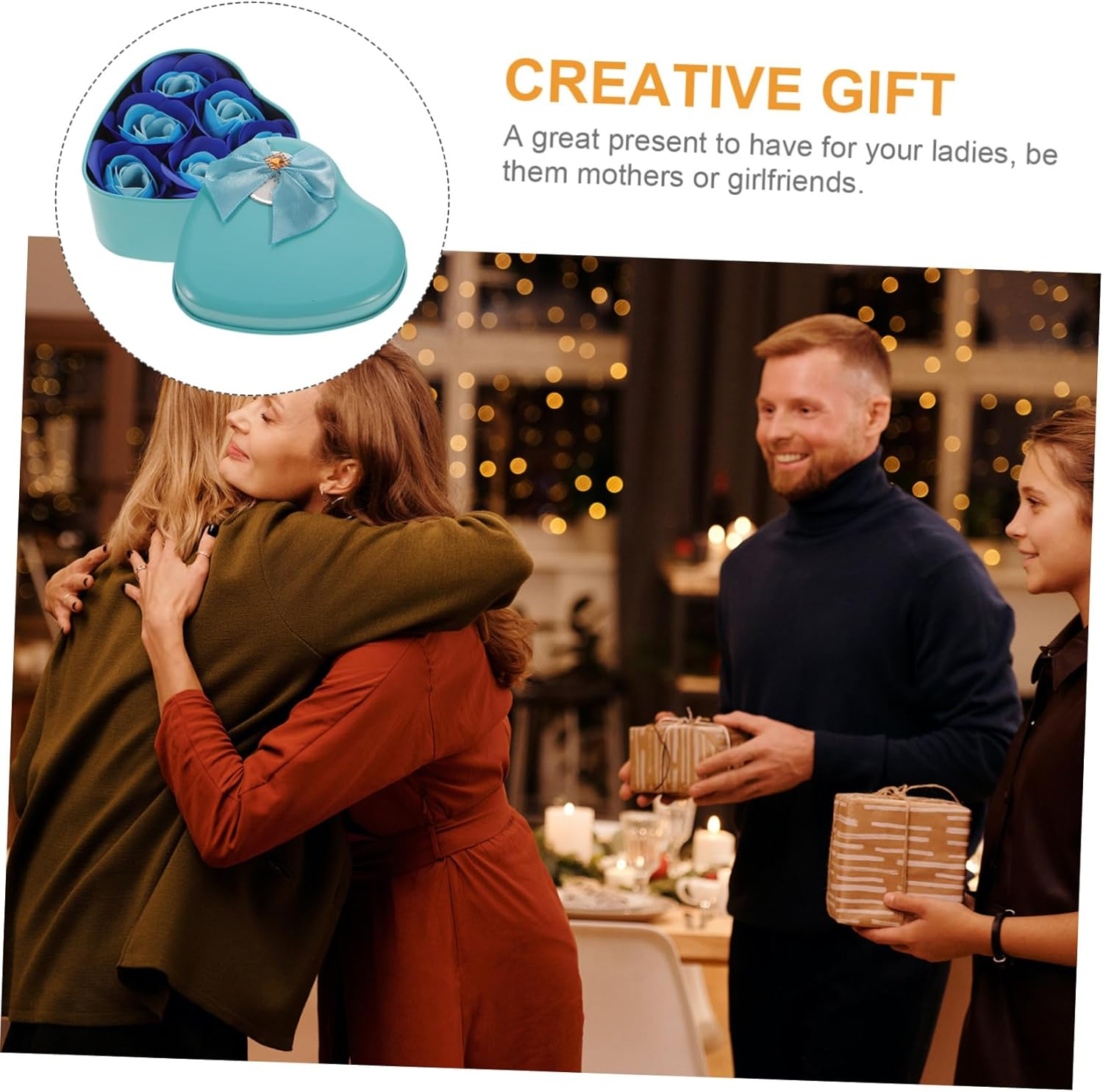 Minkissy Rose-Shaped Soap Flower Set 6 Soaps per Box Unique Mothers Day Present Rose Petal Scent image number 2