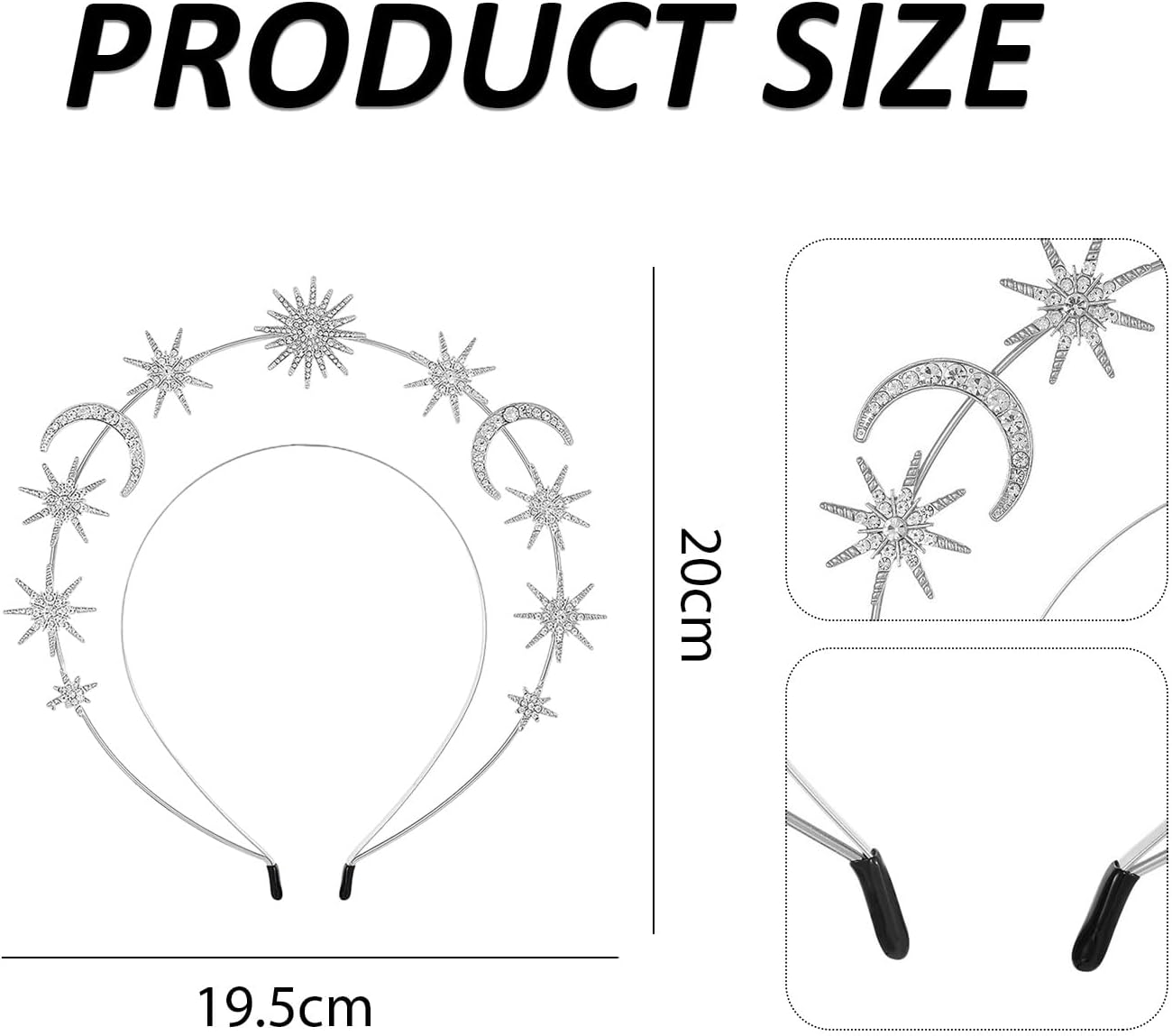 1 Piece Double Layer Silver Headband, Women'S Headband, Star Moon Headband, Star Rhinestone Headband, Moon Costume, Suitable for Birthdays, Parties, Banquets