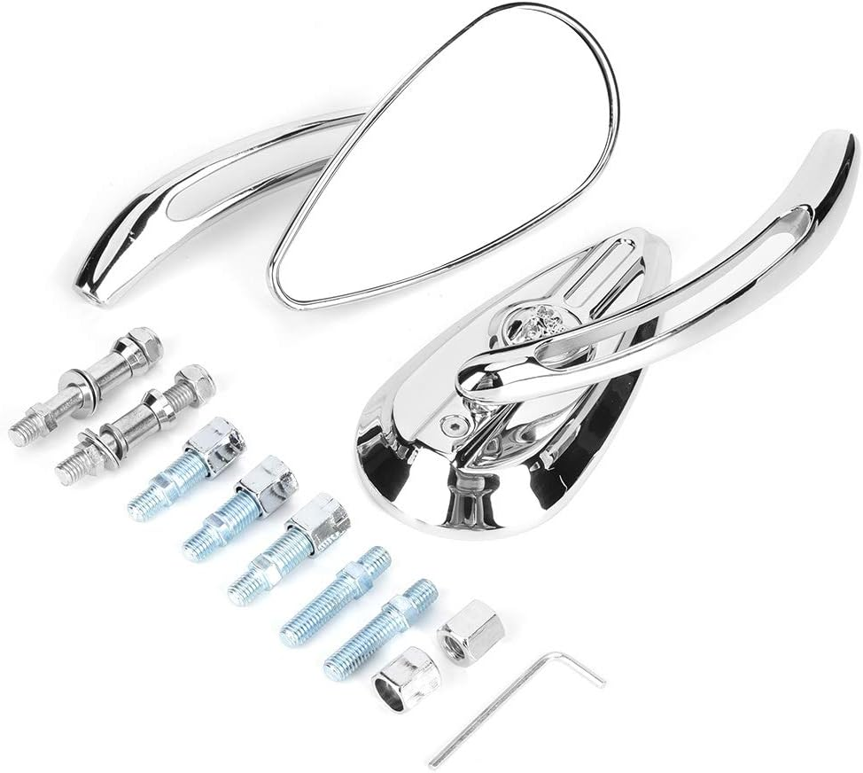 Motorcycle Backing Mirror, Chrome-Plated, 8 Mm, 10 Mm Thread, Skull-Drop-Drip-Drug Reflector, Universal Accessories, Large Field of Vision, Robust, Aluminum image number 6