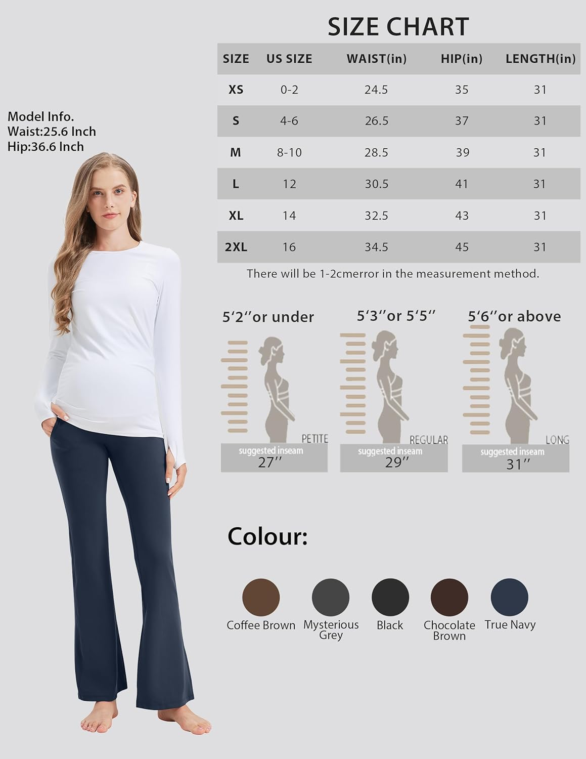 VIMPEP Buttery Soft Women&rsquo;S 31&rdquo; Flare Maternity Leggings with Pockets over the Belly Stretchy Workout Yoga Pregnancy Pants image number 6
