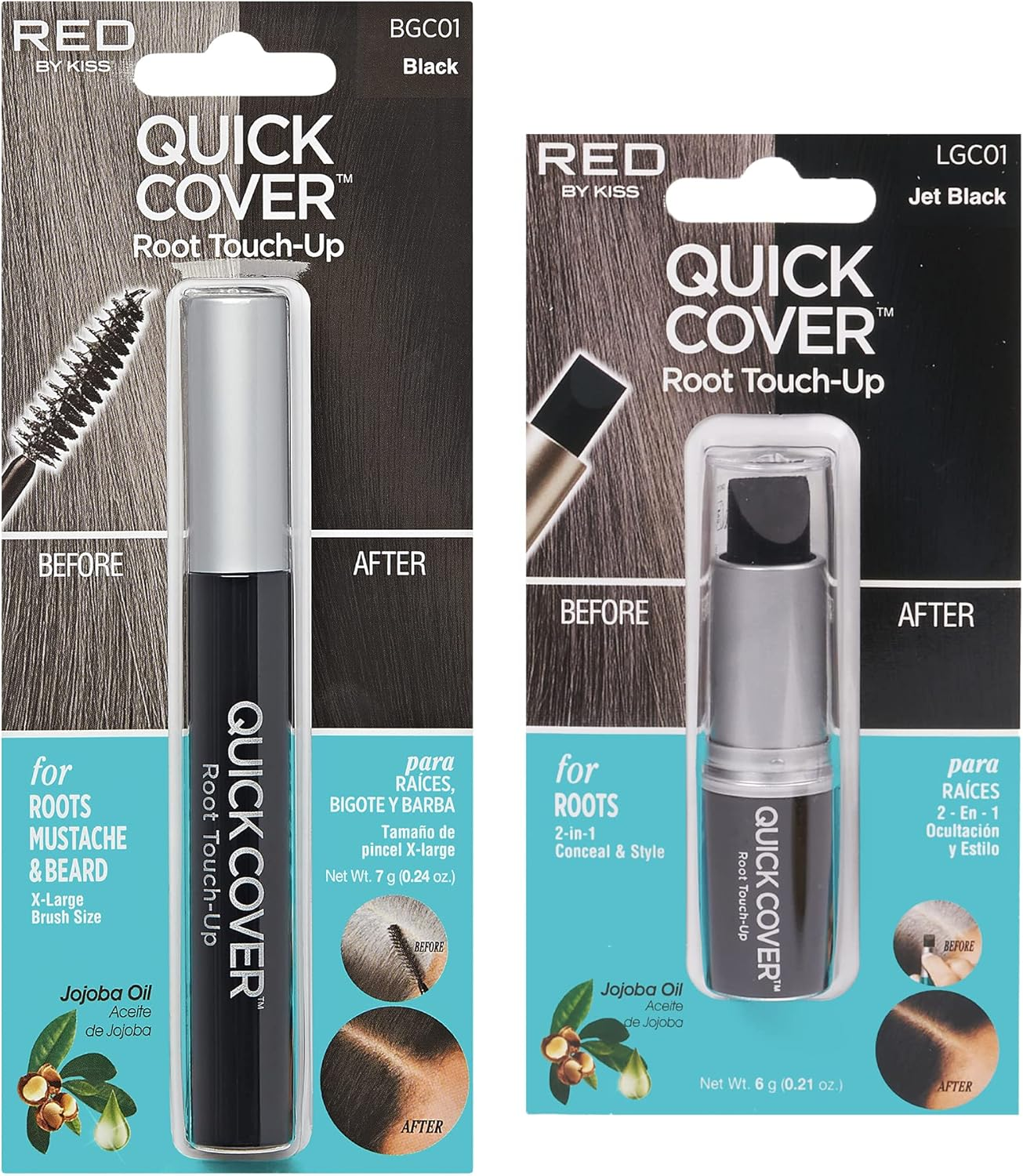 Kiss Quick Cover Grey Hair Touch Up, Root Touch Up, Moisturise and Shine, Brush Type & Stick Type Set (Jet Black) image number 2