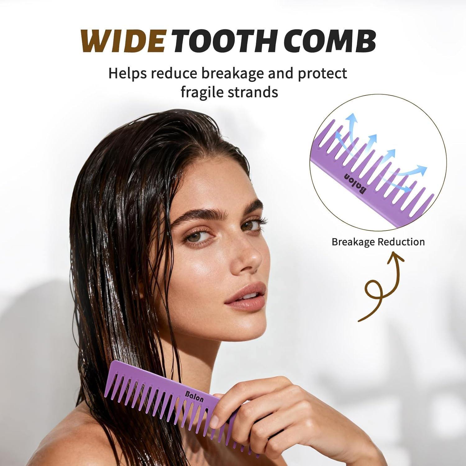 (Purple) - 4Pcs Hair Brush Women, Hair Comb for Women and Detangling Paddle Brush, Great on Wet or Dry Hair, No More Tangle Hair Brush Set for Straight Long Thick Curly Natural Hair (Purple) - Black image number 2