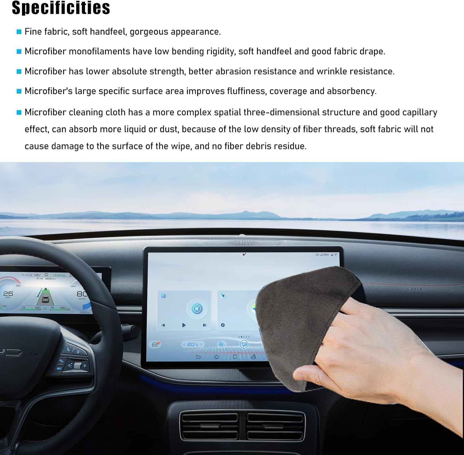 Car Screen Cleaner Cloth, Microfiber Square Pad, Foldable Dashboard Display Cleaning Cloth, Foldable Touch Screen Cleaner Cloth for Vehicle Dashboard LCD Display, Interior Car Accessories (Square) image number 2
