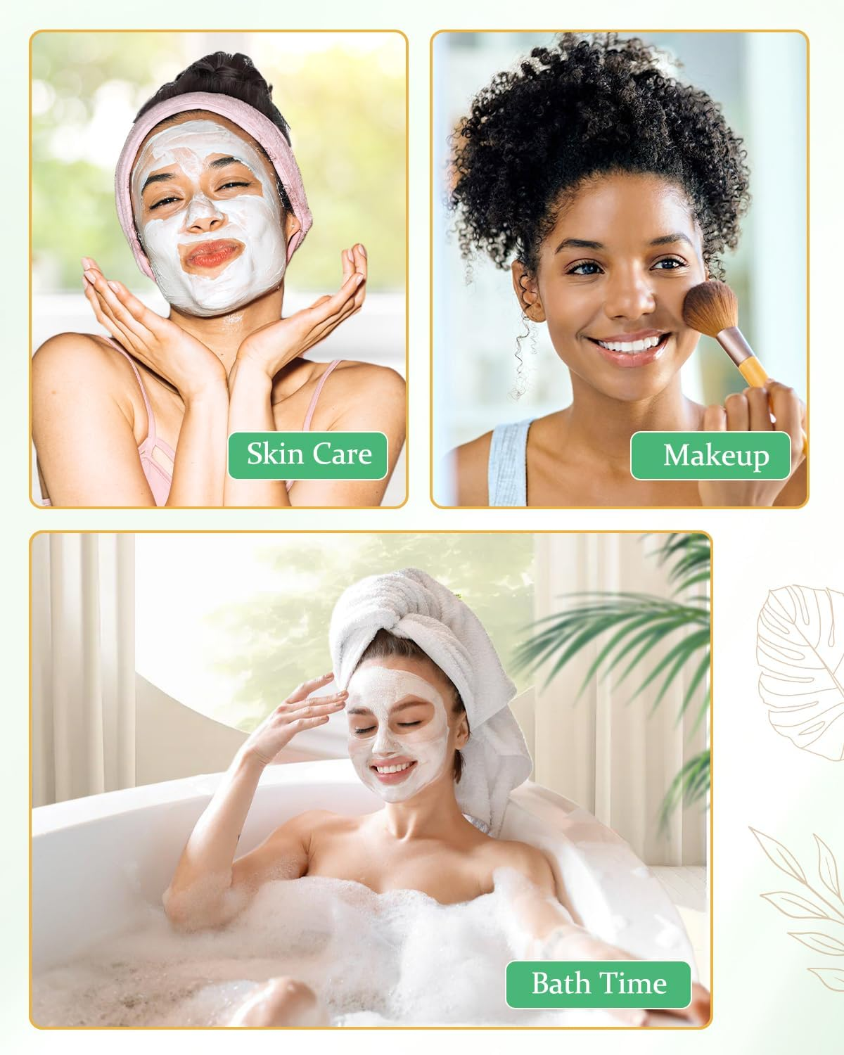 Mikimini Large Shower Cap for Women Reusable Waterproof, Hair Cap for Shower with Double Layers, Tropic Style Hair Cover with Elastic Band for Shower Suit for Meidum Hair, Braids, Meidum image number 5