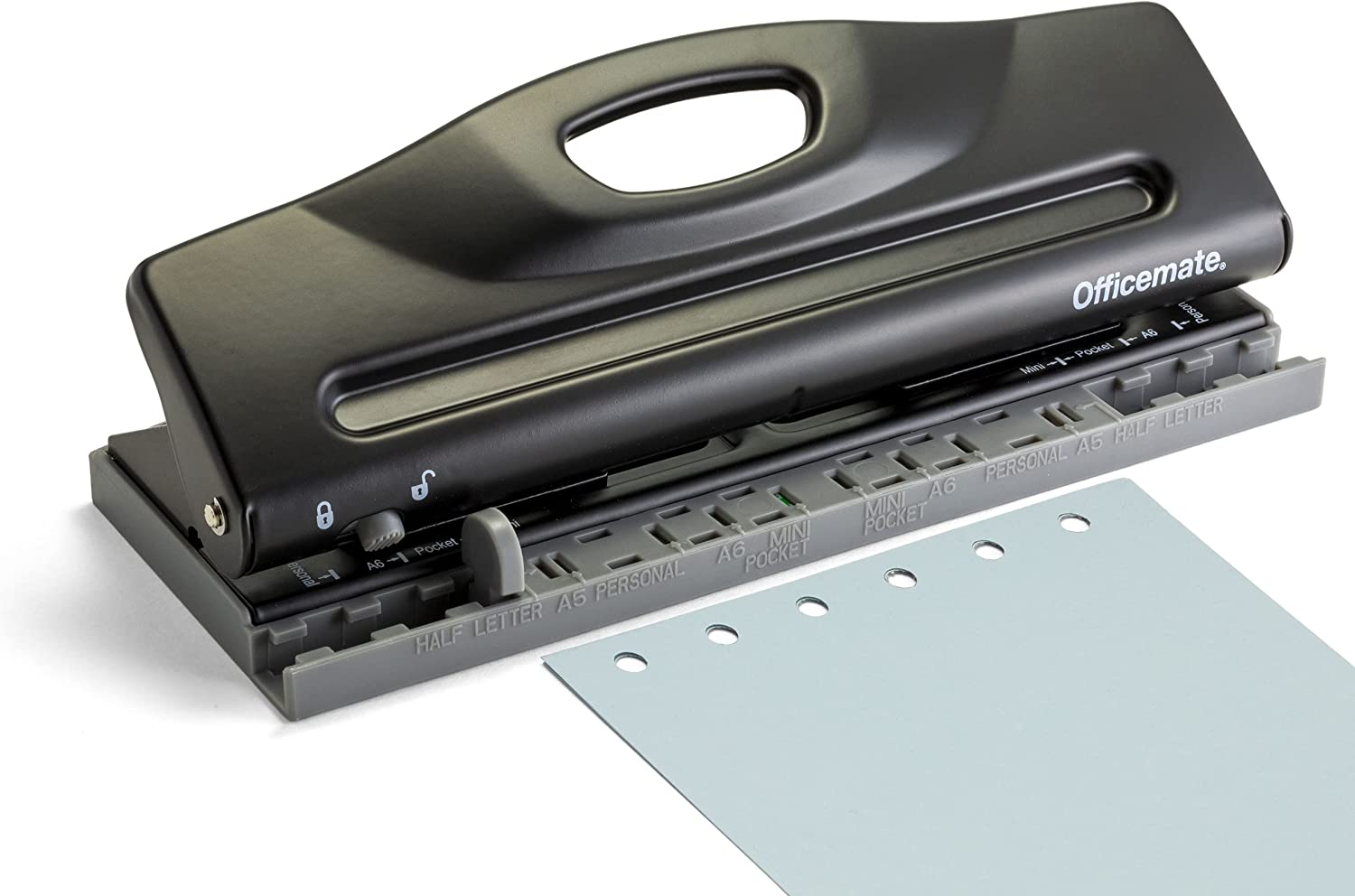 Officemate Adjustable 6-Hole Punch for Planners and Binders, 8 Sheet Capacity, Pink (90161)