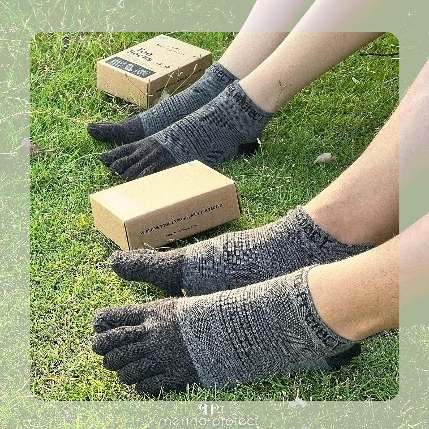 Merino Protect Merino Wool Toe Socks for Men&Women Hiking Socks Odor Resistant Crew Running Socks