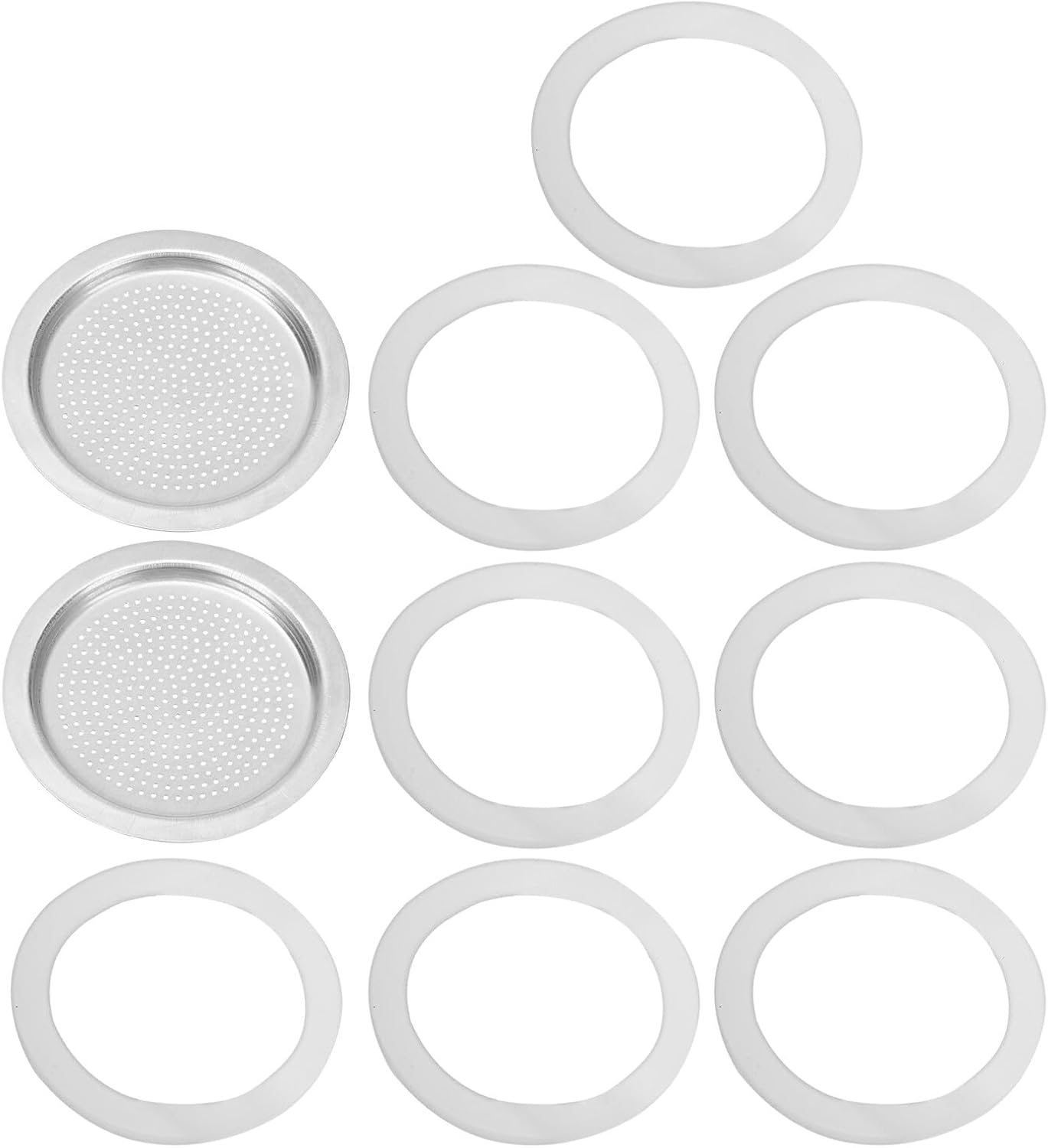 Generic 10Pcs Coffee Maker Replacement Set &ndash; Food-Grade Silicone Gasket Seals with Filters for 6-Cup 300Ml Stovetop Espresso Pot, Leak-Resistant Coffee Machine Spare Parts for Travel And