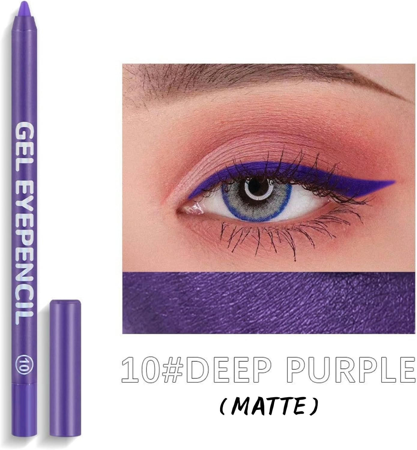 Purple Matte Eyeliner Gel Pencil &ndash; Waterproof, Smudge-Proof, Long-Lasting, High-Pigment Plum Eye Liner Pen - 02 image number 4