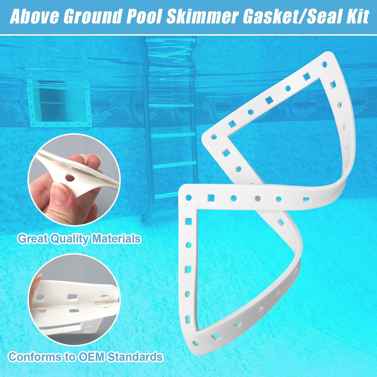 2Pcs Pool Skimmer Gasket Replacement, 3/4" X 7.5" Wide Mouth above Ground Pool Skimmer Gasket Compatible with Hayward SPX1091GW SP1091LX image number 2