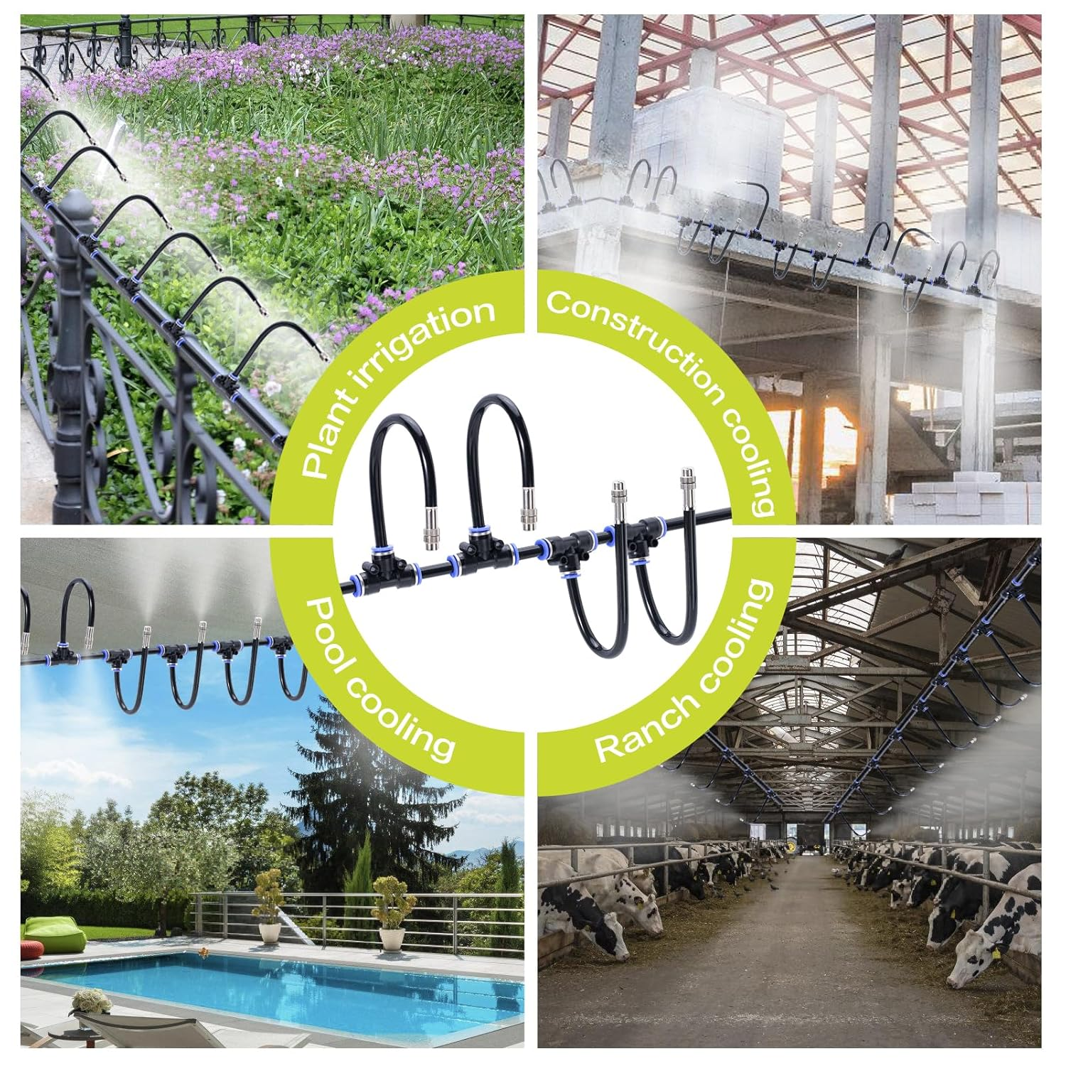 360&deg; Adjustable Drip Irrigation System - 115FT Garden Watering System with 30 Nozzles, Garden Irrigation Kit, Misting System for Yard, Lawn, Plants, 12Mm Hose image number 6