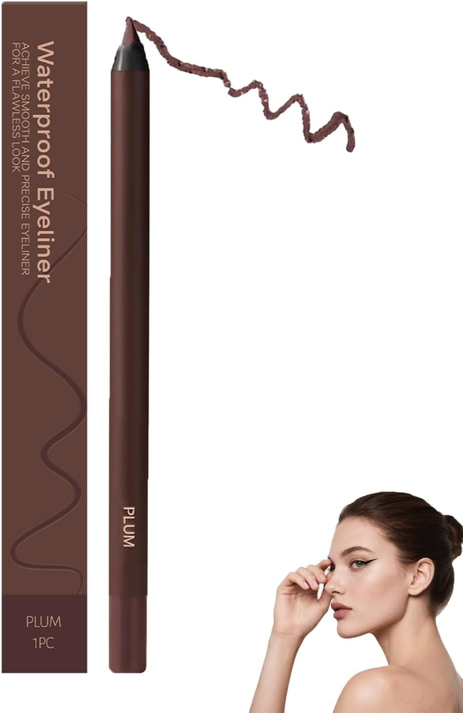 Creamy Pencil Eyeliner, 2025 Upgrade 24 Hr Waterproof Eyeliner, Long Lasting Eye Liner for Daily Makeup, No Tugging, Soft Tip and Easy to Color (Plum) image number 2