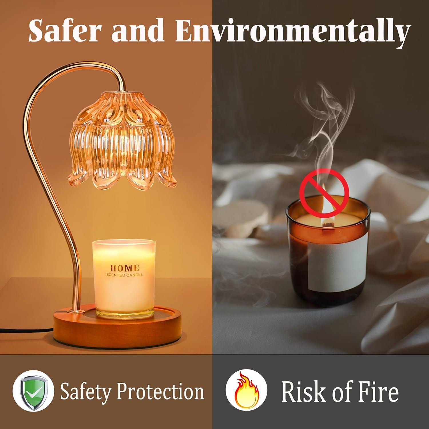 TEHALK Candle Warmer Lamp with Timer Dimmer,Electric Candle Warmer, Vintage Flower Lotus Lamp,Compatible with Various Candles, Gifts for Mom Women,Candle Lamp for Bedroom Home Decor (Flower Lamp) image number 1